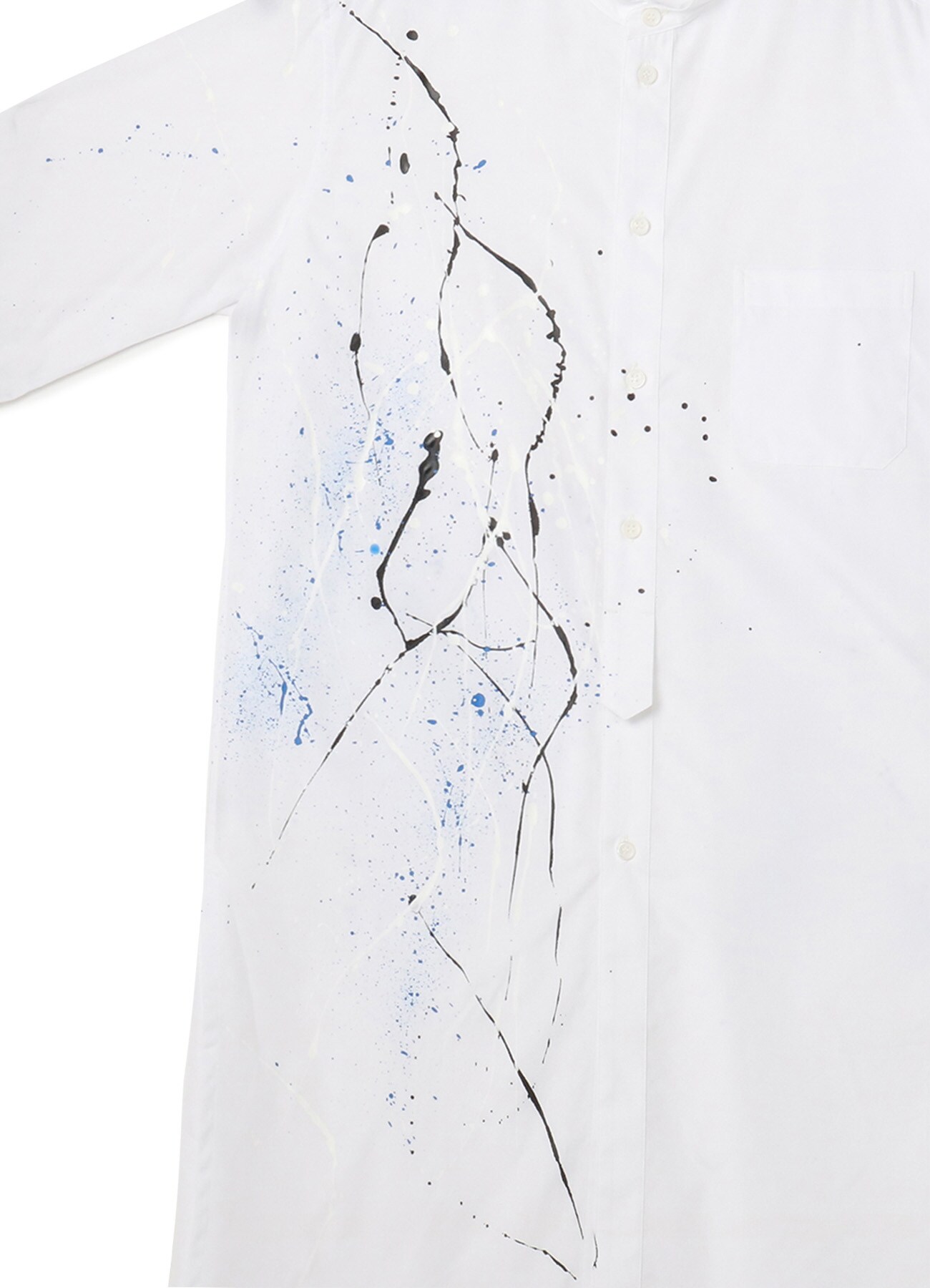 100/2 Broad Splash Paint Processing Stand Collar Long Shirt