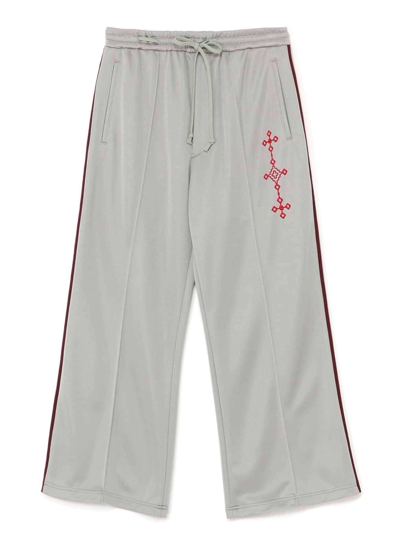 Pe/Smooth Jersey Geometric pattern Embroidery Side Tape Line Flare Pants