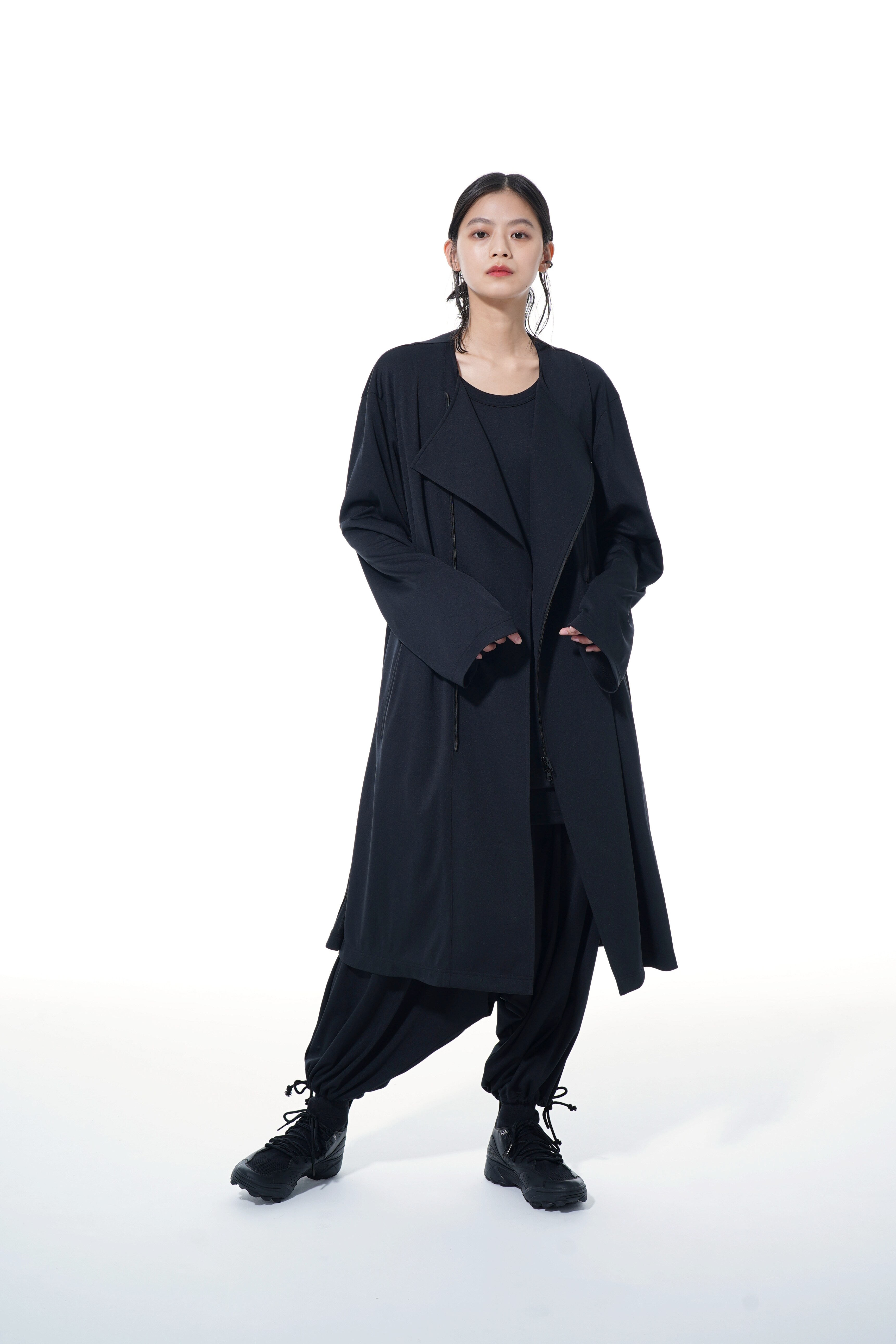 Thin Smooth Jersey Long Double Riders Coat