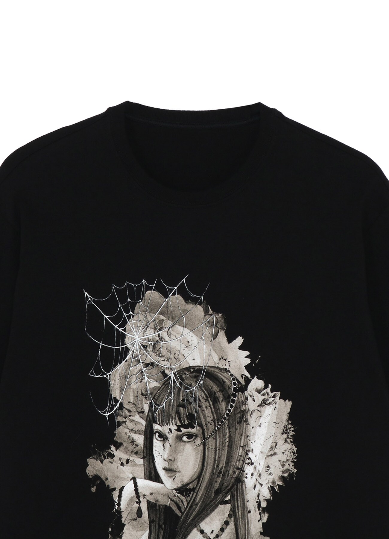 "Tomie" Flowers and Spider Web T-shirt
