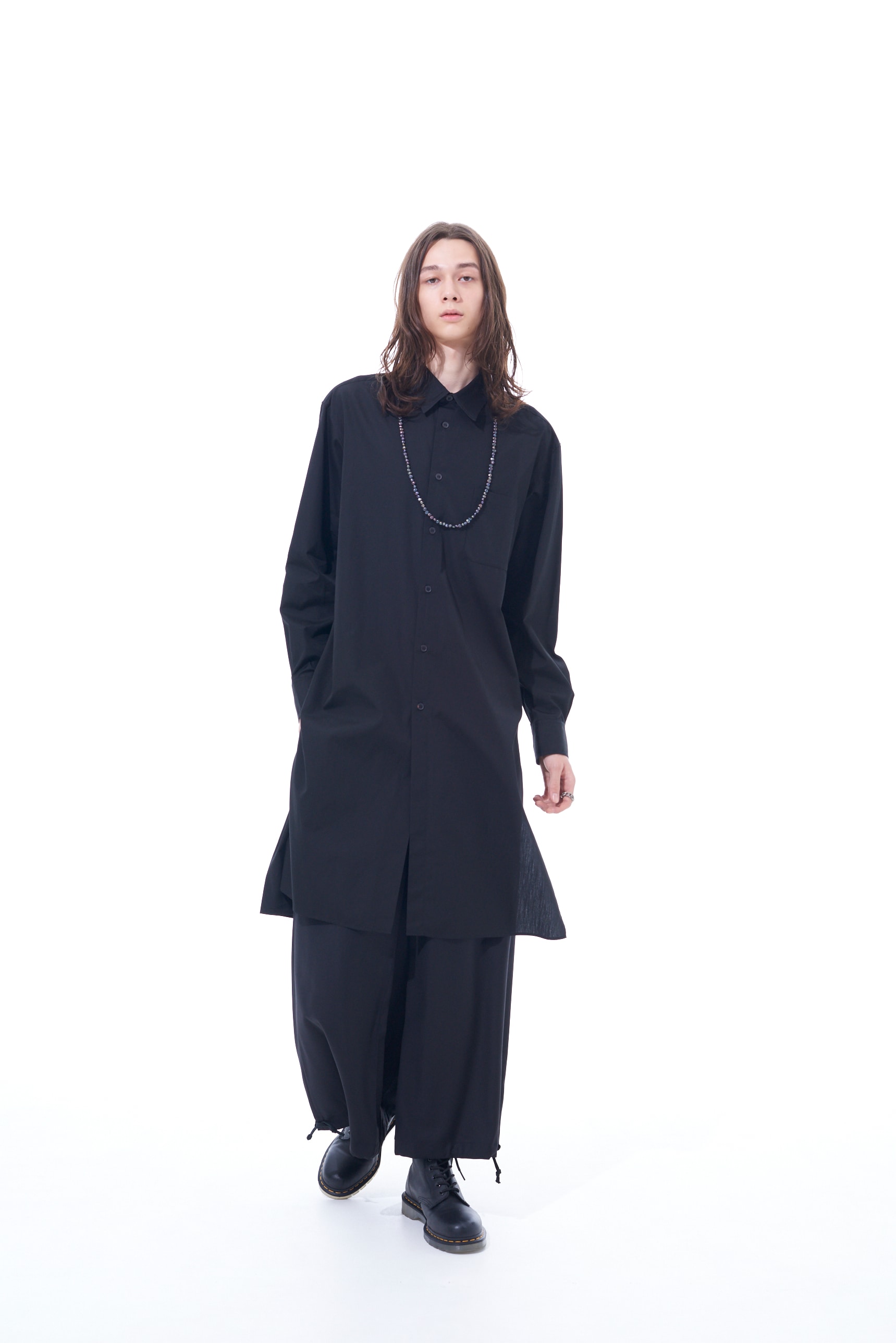Yohji Yamamoto drop-shoulder classic-collar shirt - Black