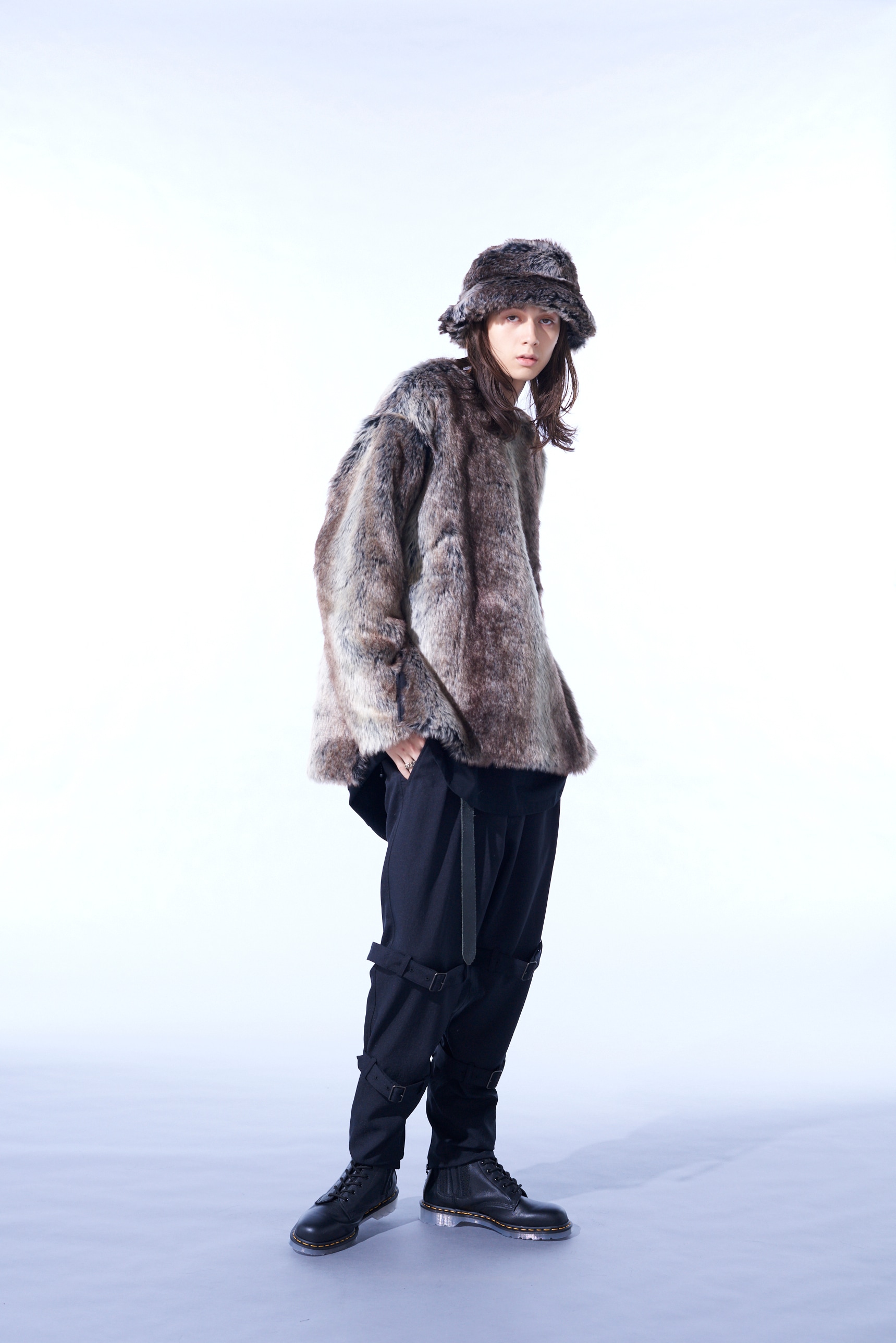 ANIMAL PATTERN ECO FUR CREW NECK PULLOVER(M Brown): S'YTE｜THE