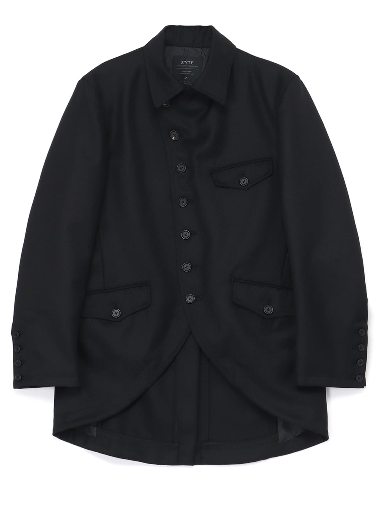 WOOL SURGE SEMI-DOUBLE-BREASTED JACKET(M Black): S'YTE｜THE SHOP