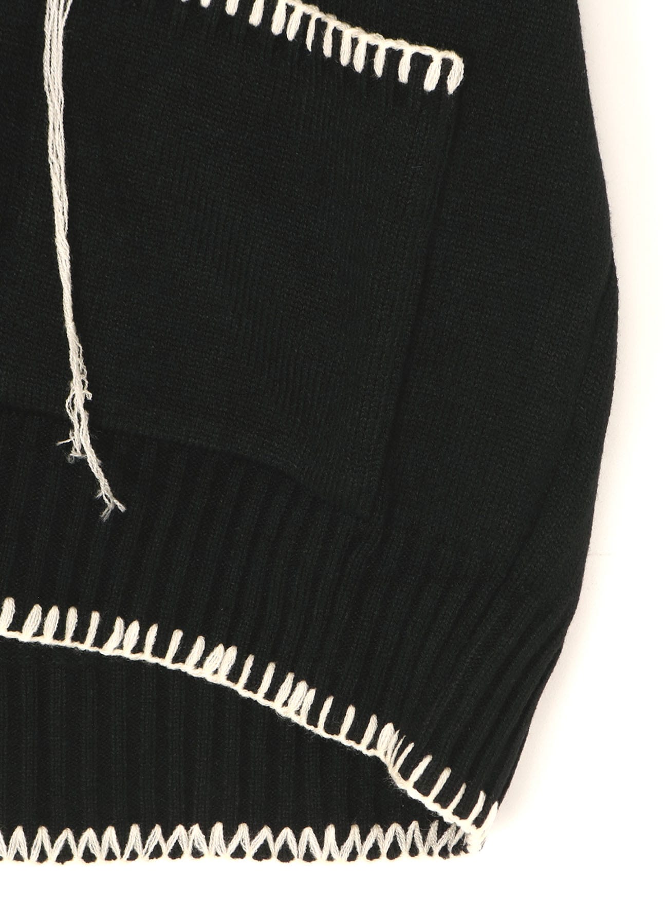 KNITTED WOOL CARDIGAN WITH BLANKET STITCH DETAILS(M Black x White