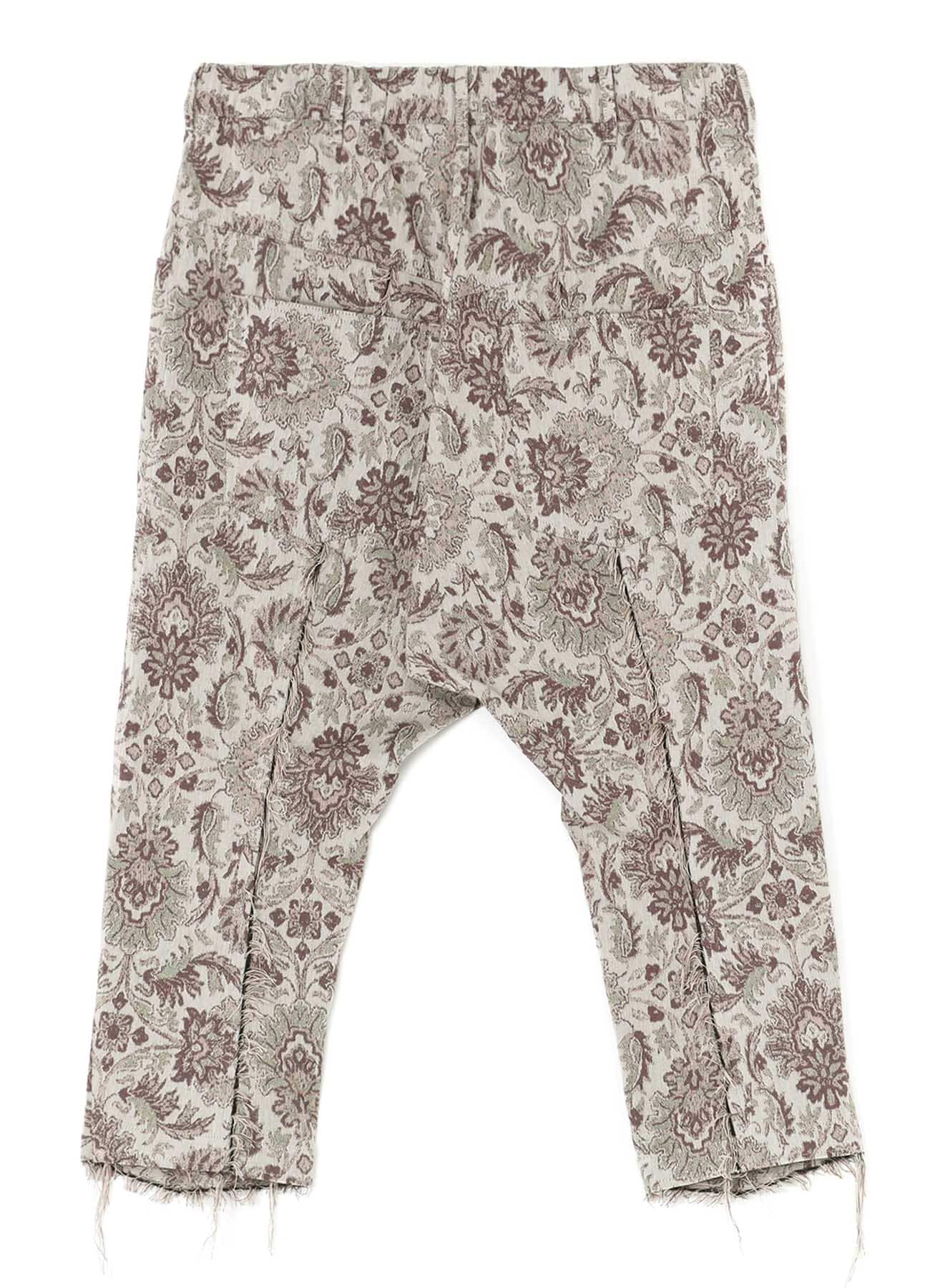 GOBELIN-STYLE JACQUARD GRAFTED SAROUEL PANTS WITH CUT-OFF HEM