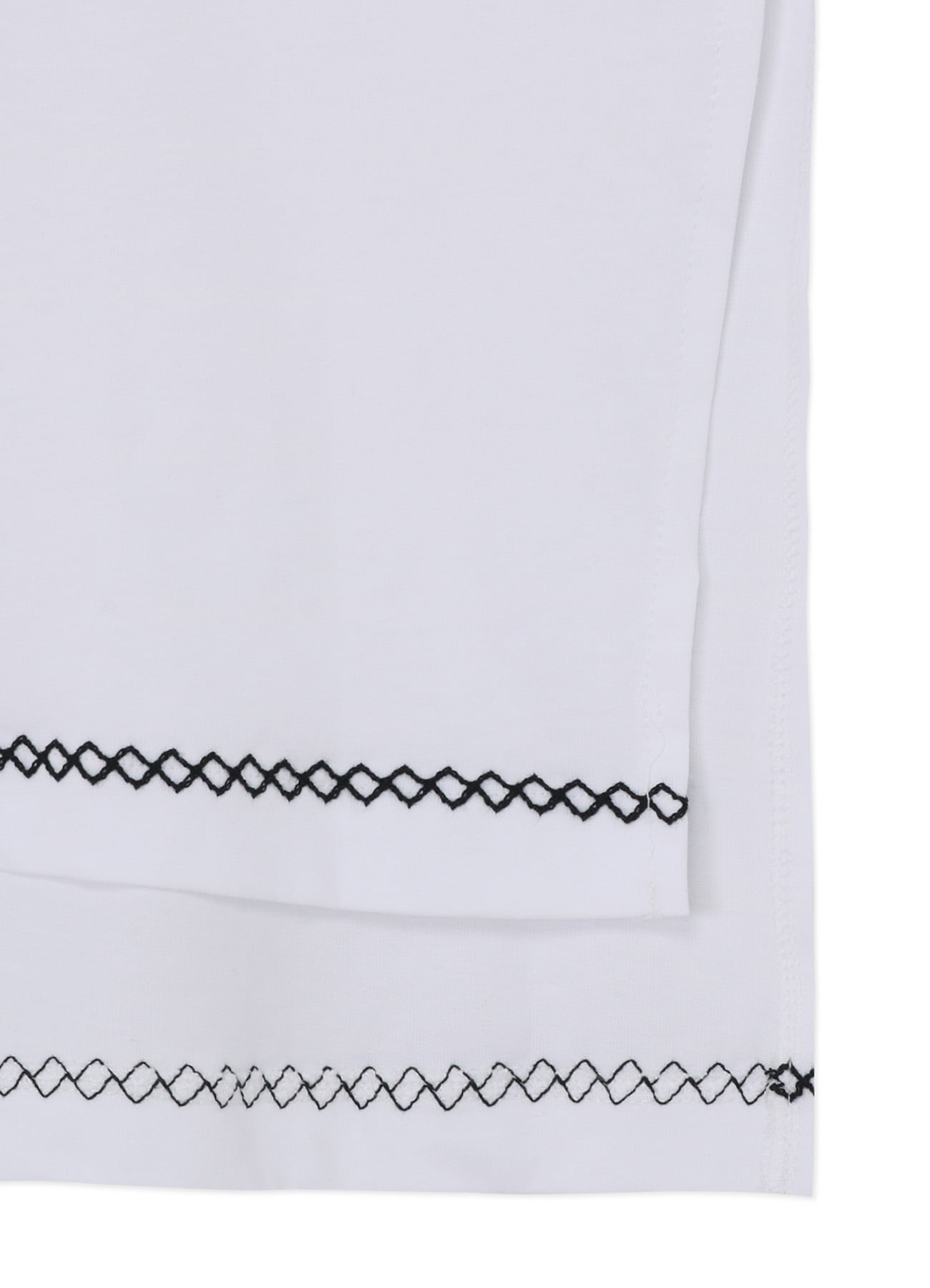 COTTON JERSEY HIGH NECK LONG SLEEVE T-SHIRT with GEOMETRIC STITCHES