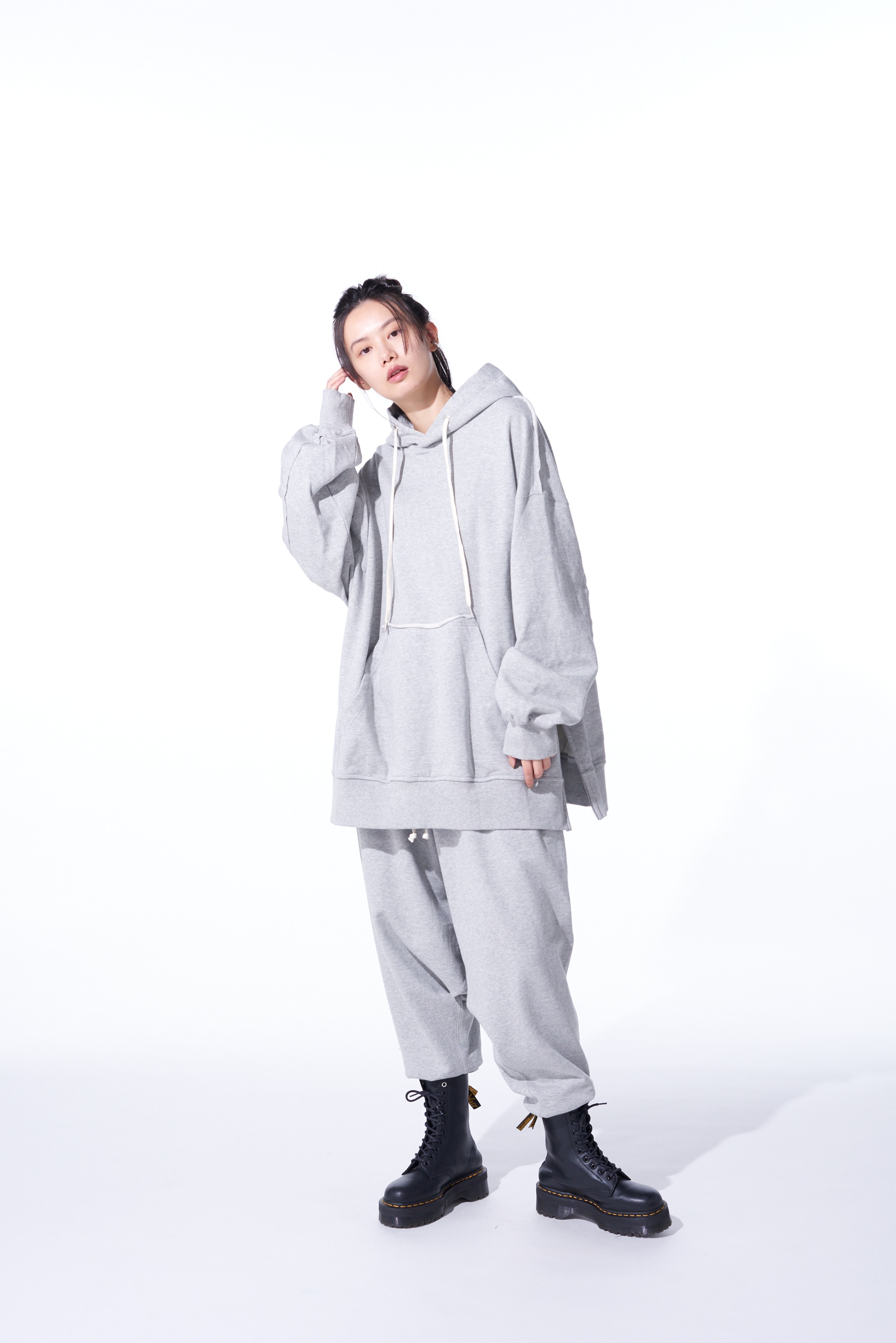 COTTON FLEECE SIDE ZIP BIG HOODIE(M Gray): S'YTE｜THE SHOP YOHJI