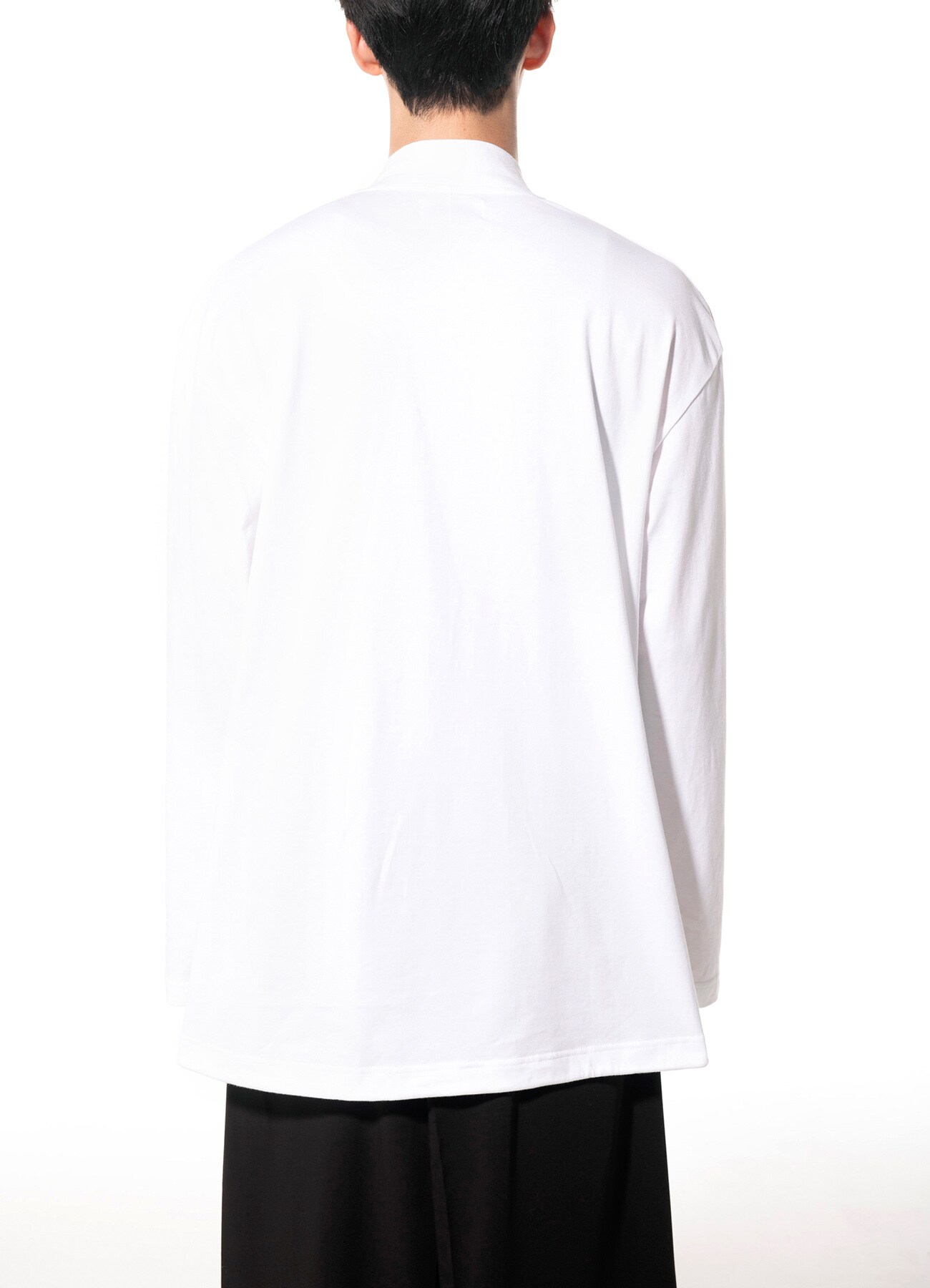 COTTON JERSEY KIMONO LAYERED DRAWSTRING PULLOVER(M White): S'YTE