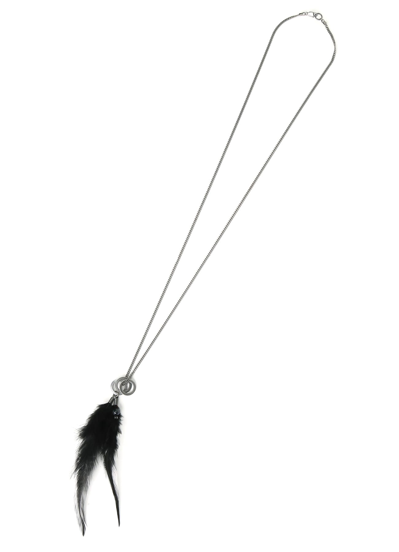 GLASS BEADS＋FEATHER BRASS NECKLACE