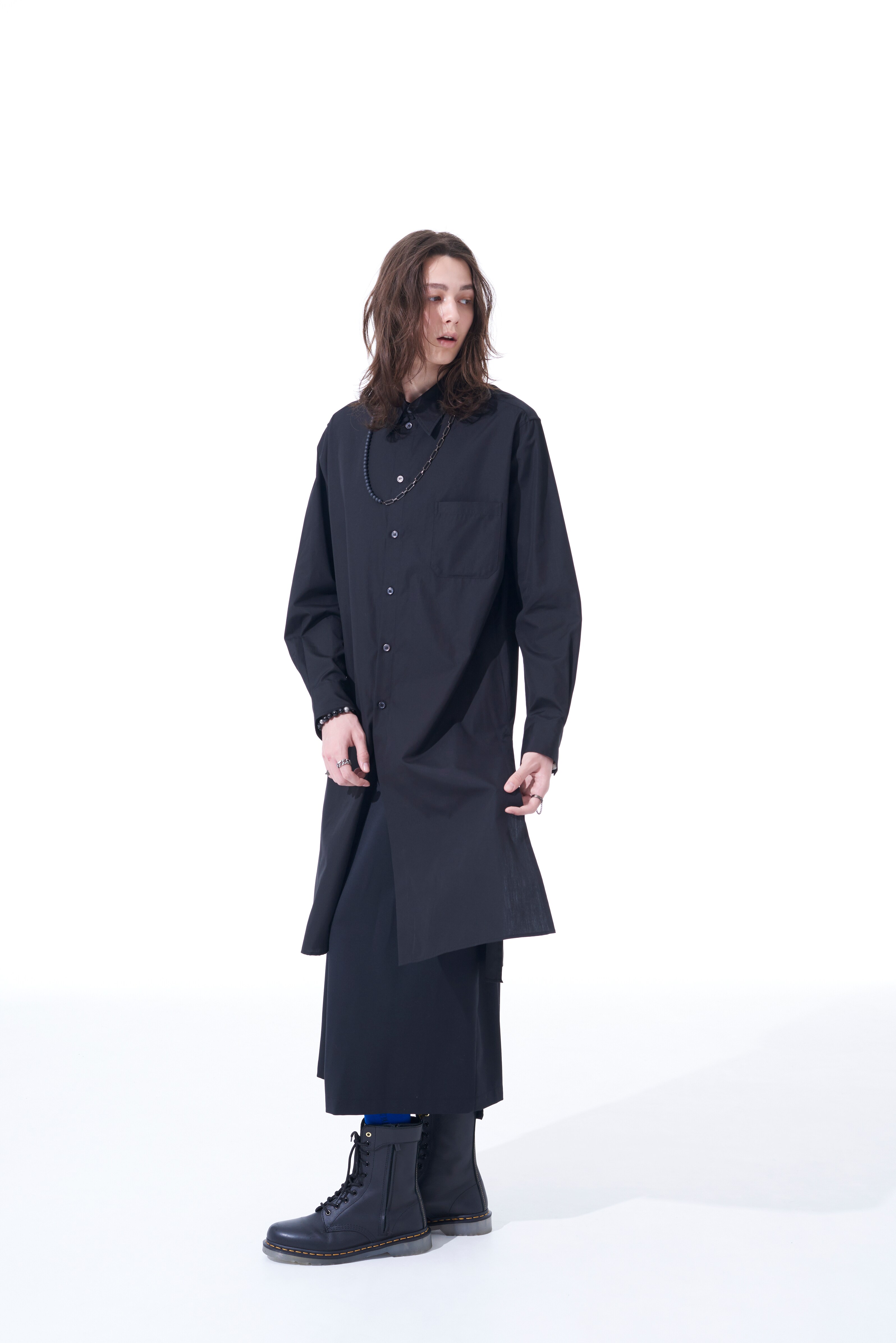 100/2 BROAD REGULAR COLLAR LONG SHIRT(M Black): S'YTE｜THE SHOP