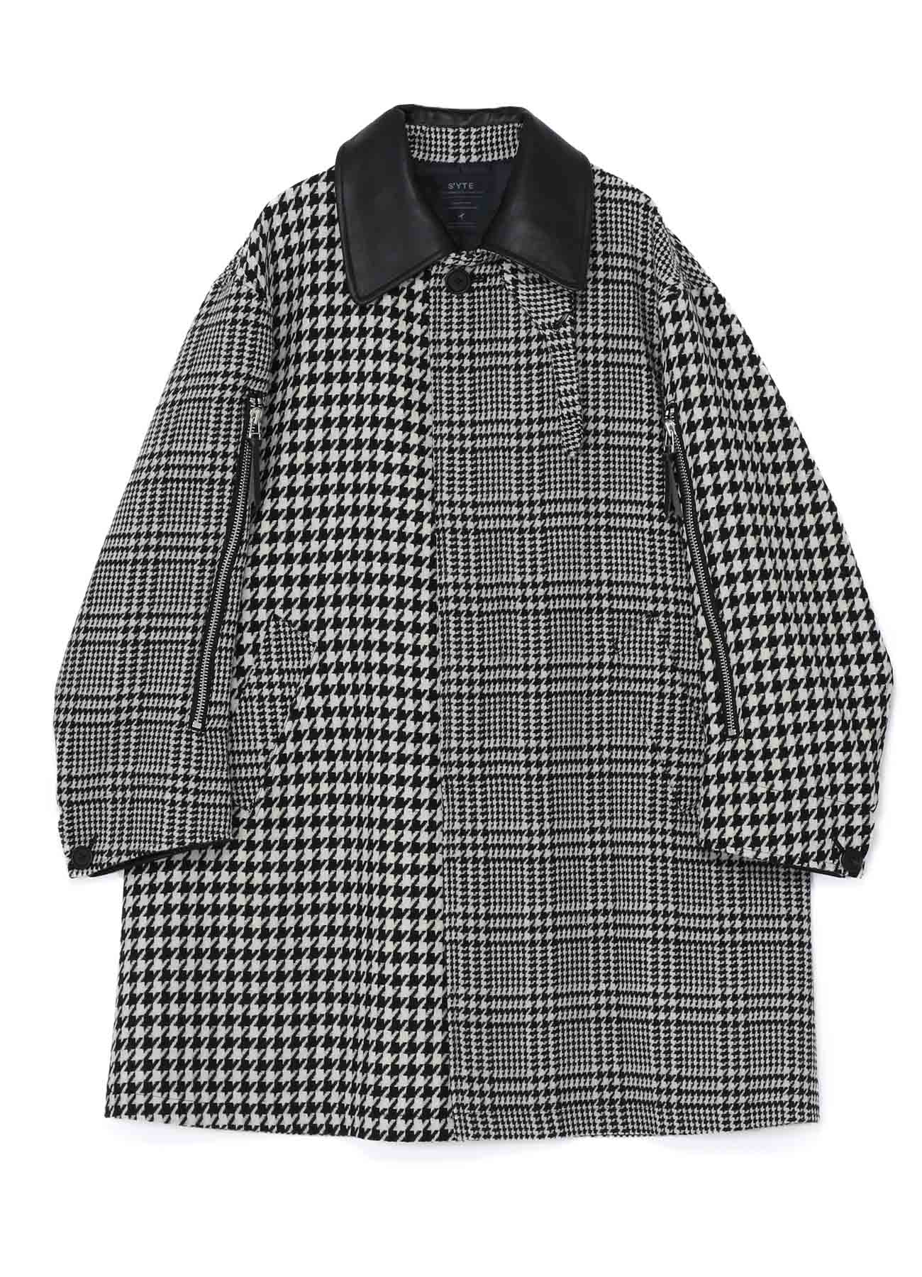 Crazy Staggered Pattern Big Collar Zipper Sleeves Coat
