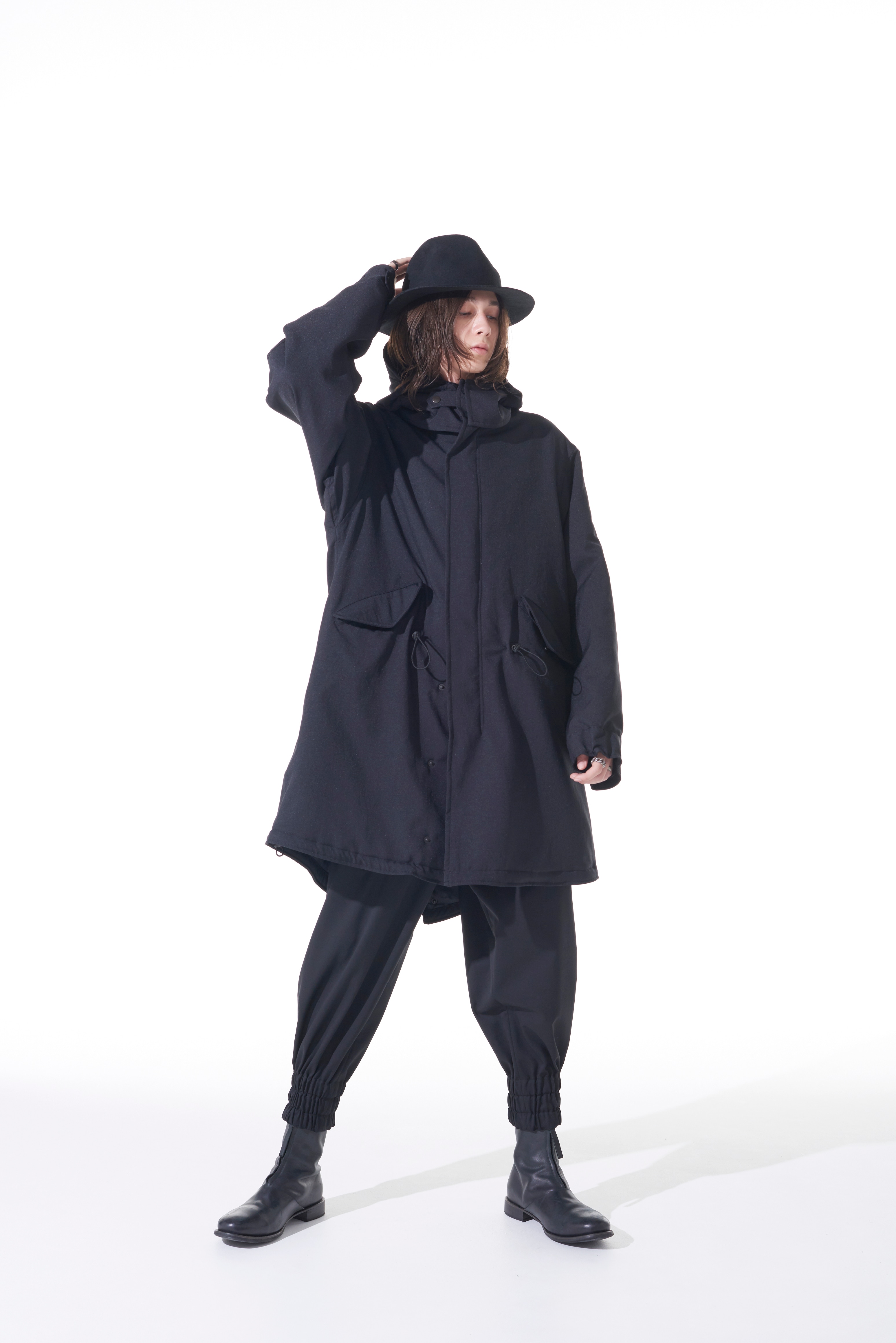 Shiwanoaru Polyester Stretch Twill Padded Mods Coat(M Black): S 