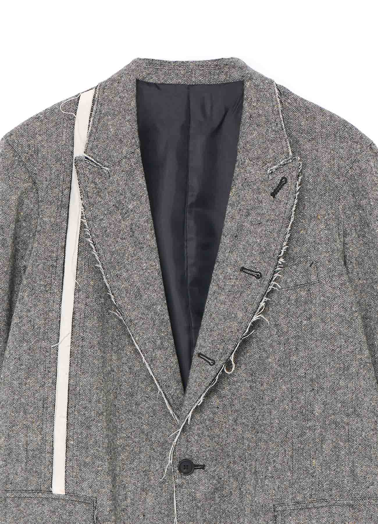 ETERMINE NEP TWEED+COTTON TWILL RIGHT-FRONT SWITCHED PEAKED LAPEL