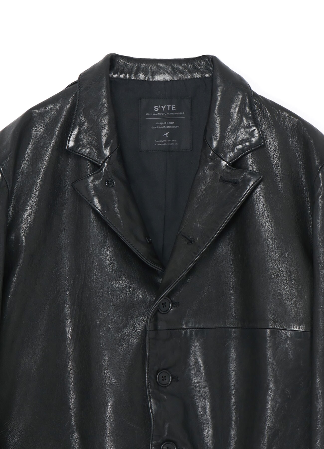 VEGETABLE TANNED AND WASHED SHEEP LEATHER TAILORED JACKET(M Black