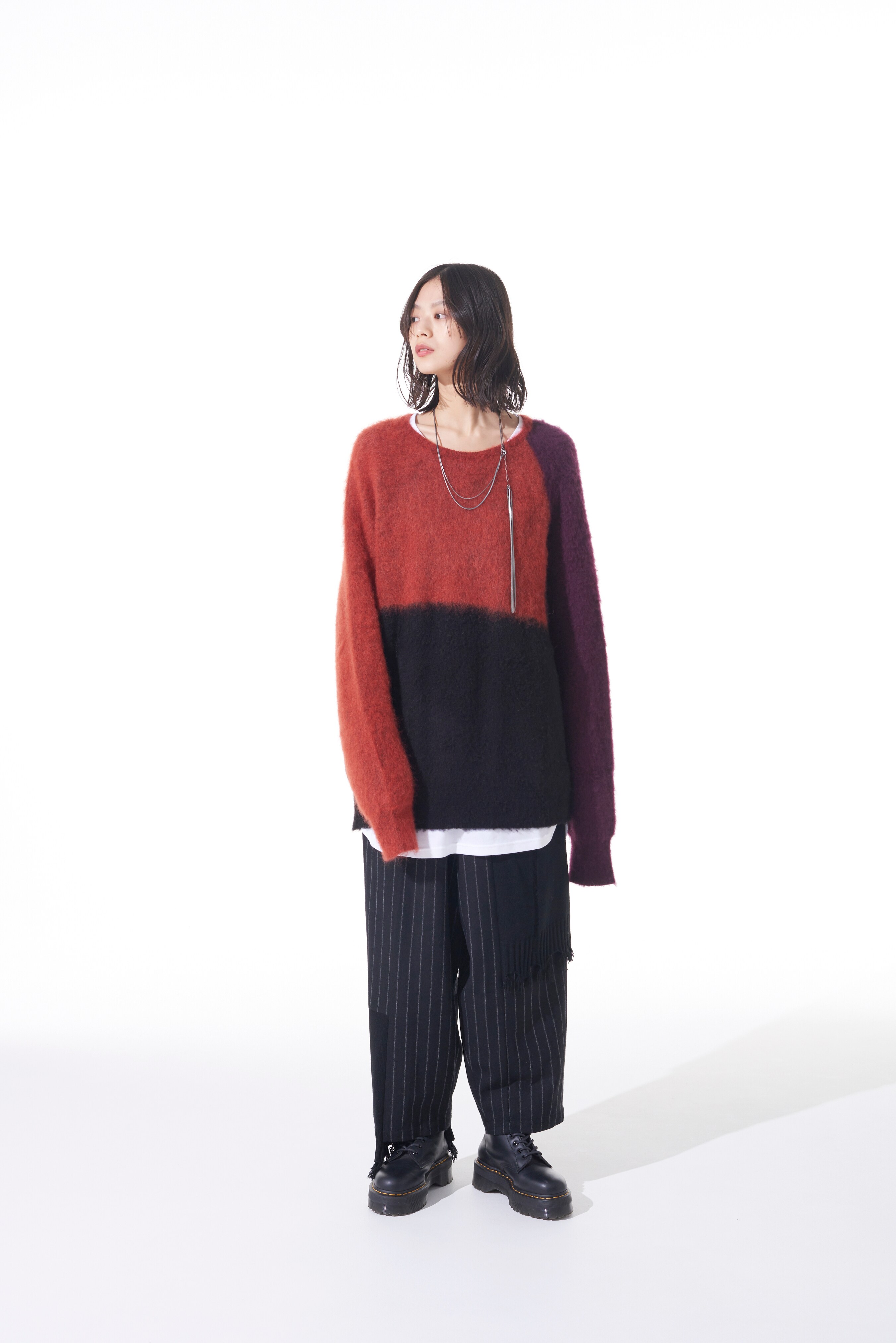COLOR PANELING MOHAIR PULLOVER KNIT(M Red): S'YTE｜THE SHOP YOHJI 