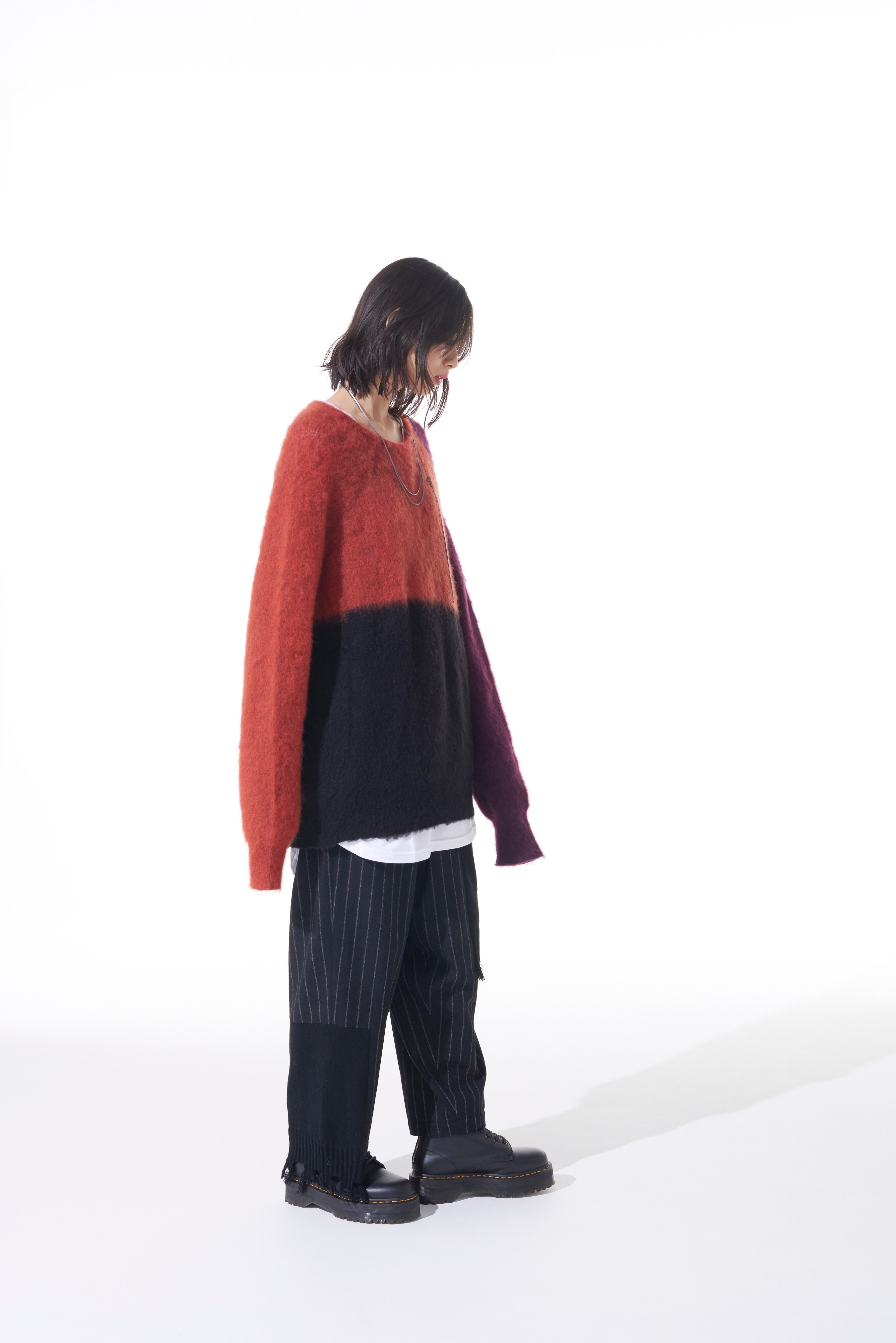 COLOR PANELING MOHAIR PULLOVER KNIT(M Red): S'YTE｜THE SHOP YOHJI 