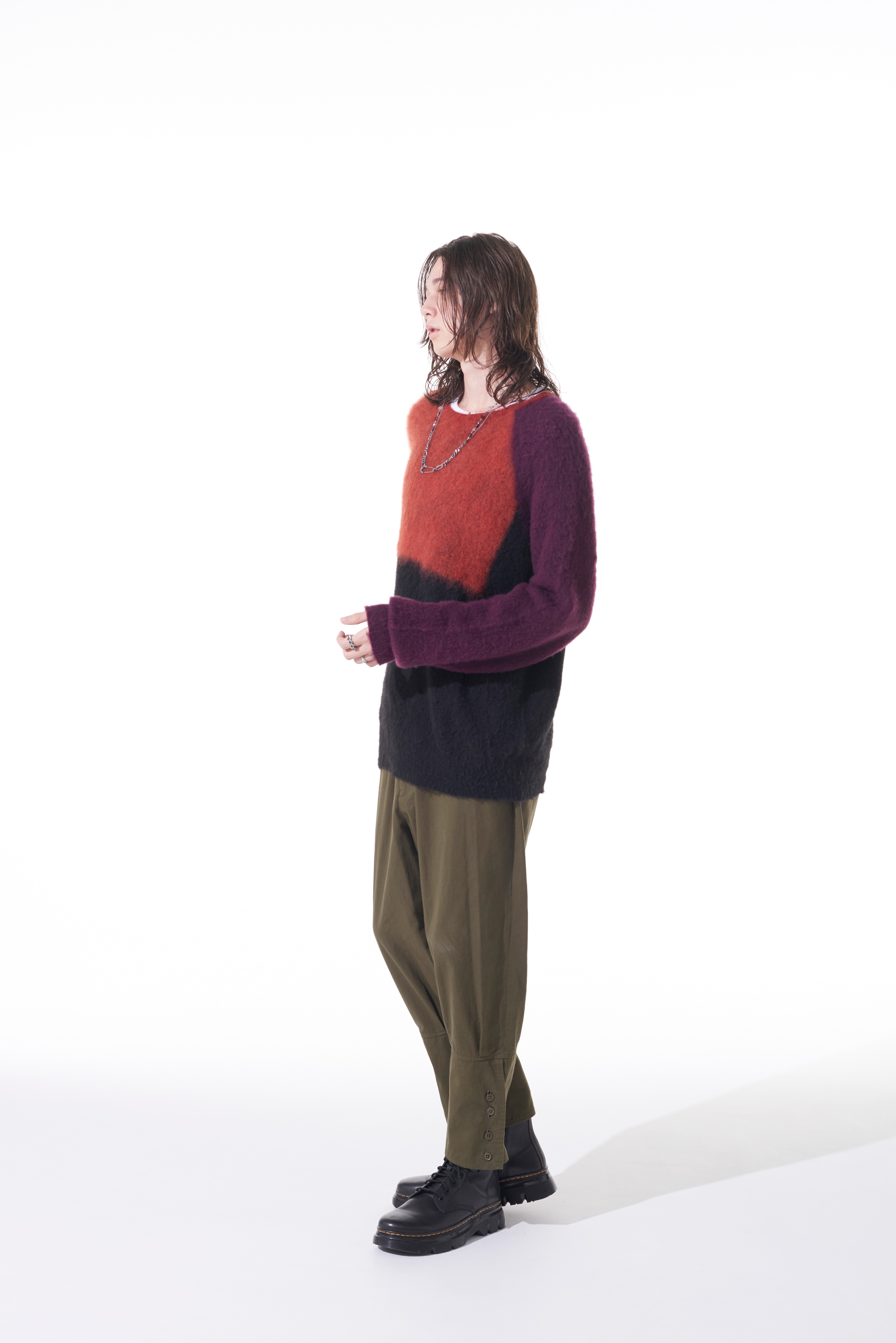 COLOR PANELING MOHAIR PULLOVER KNIT