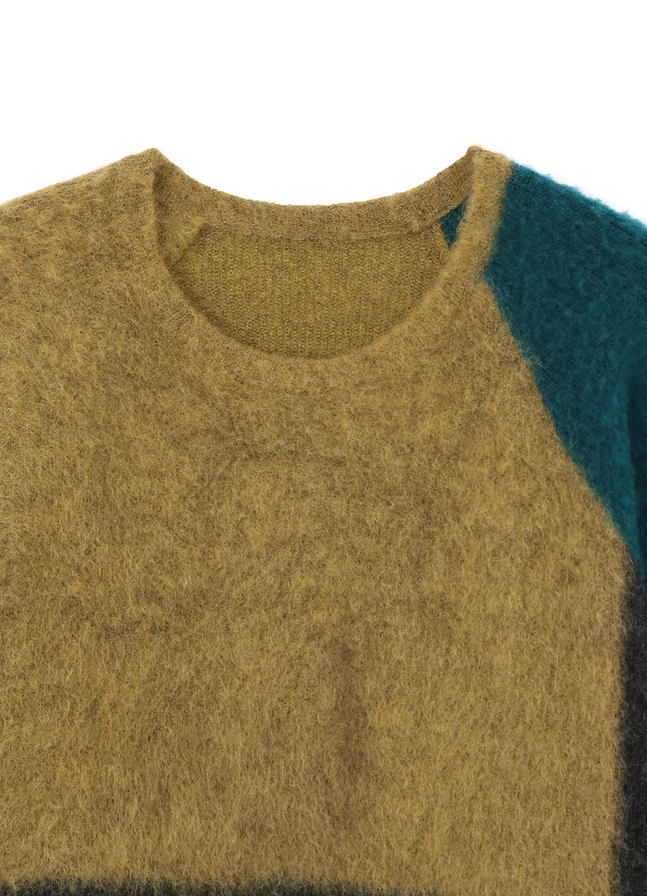 COLOR PANELING MOHAIR PULLOVER KNIT
