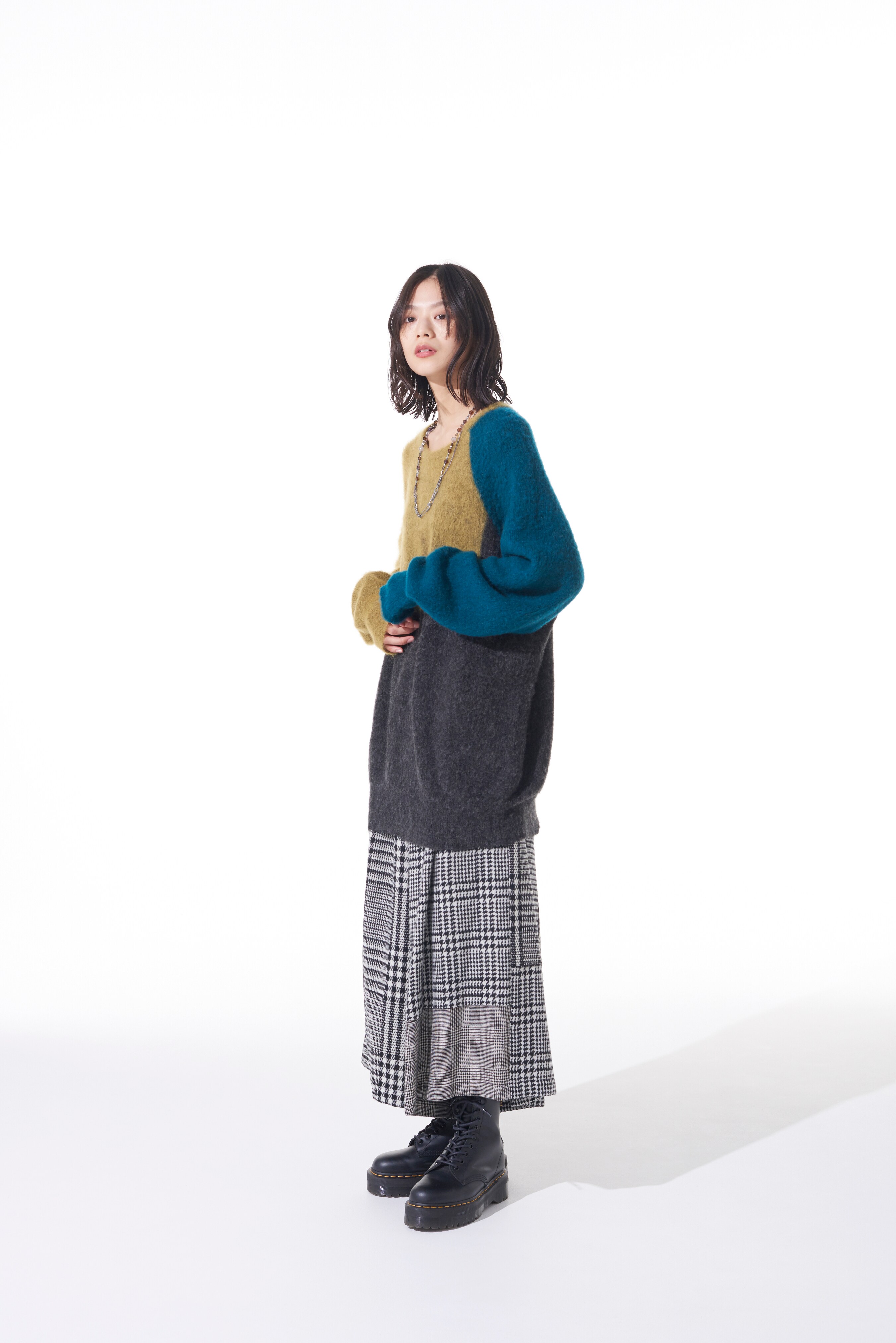Color Paneling Mohair Pullover Knit