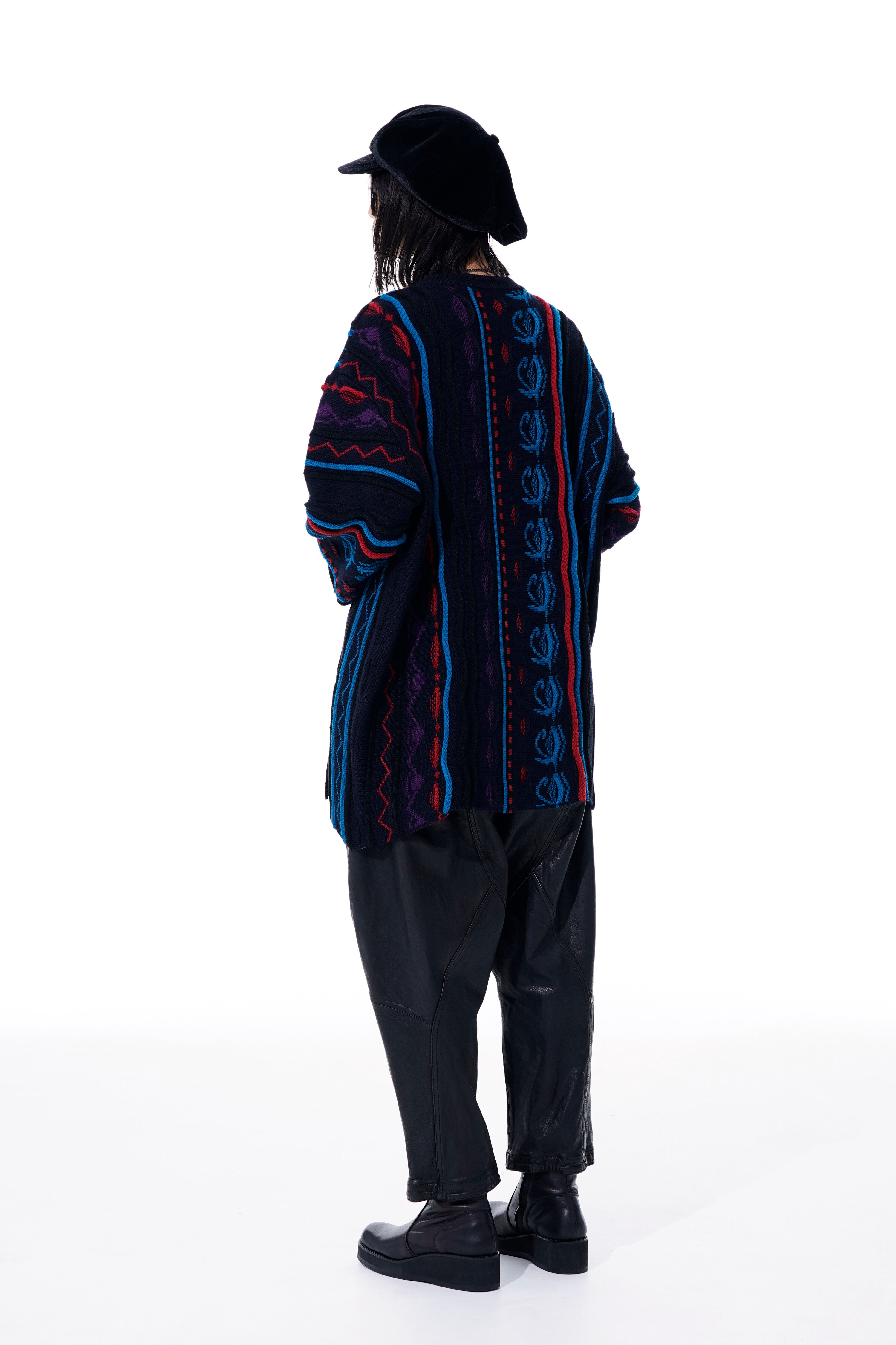 BULKY WOOL 3D MULTI-COLOR PULLOVER KNIT(M Navy): S'YTE｜THE SHOP