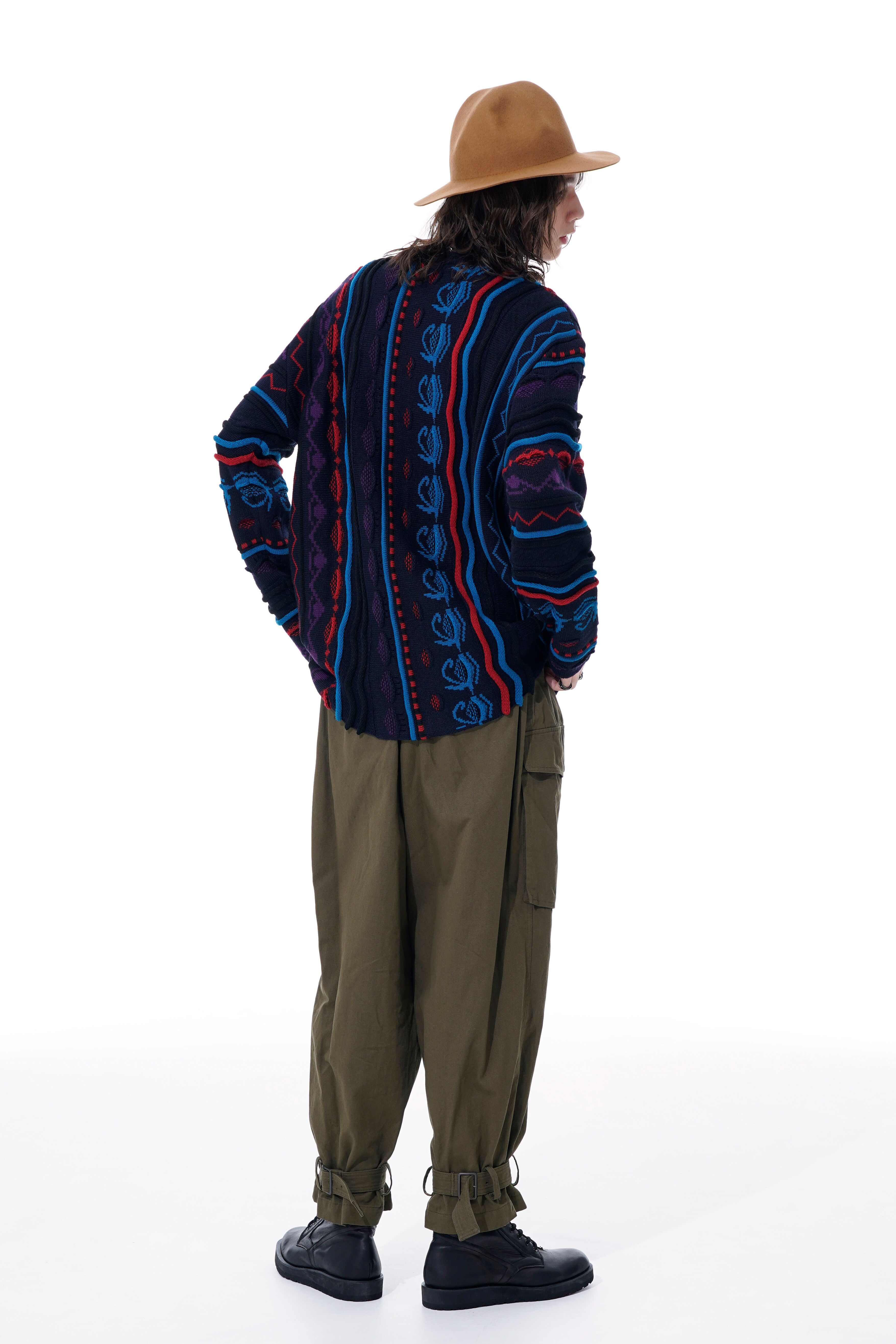 BULKY WOOL 3D MULTI-COLOR PULLOVER KNIT