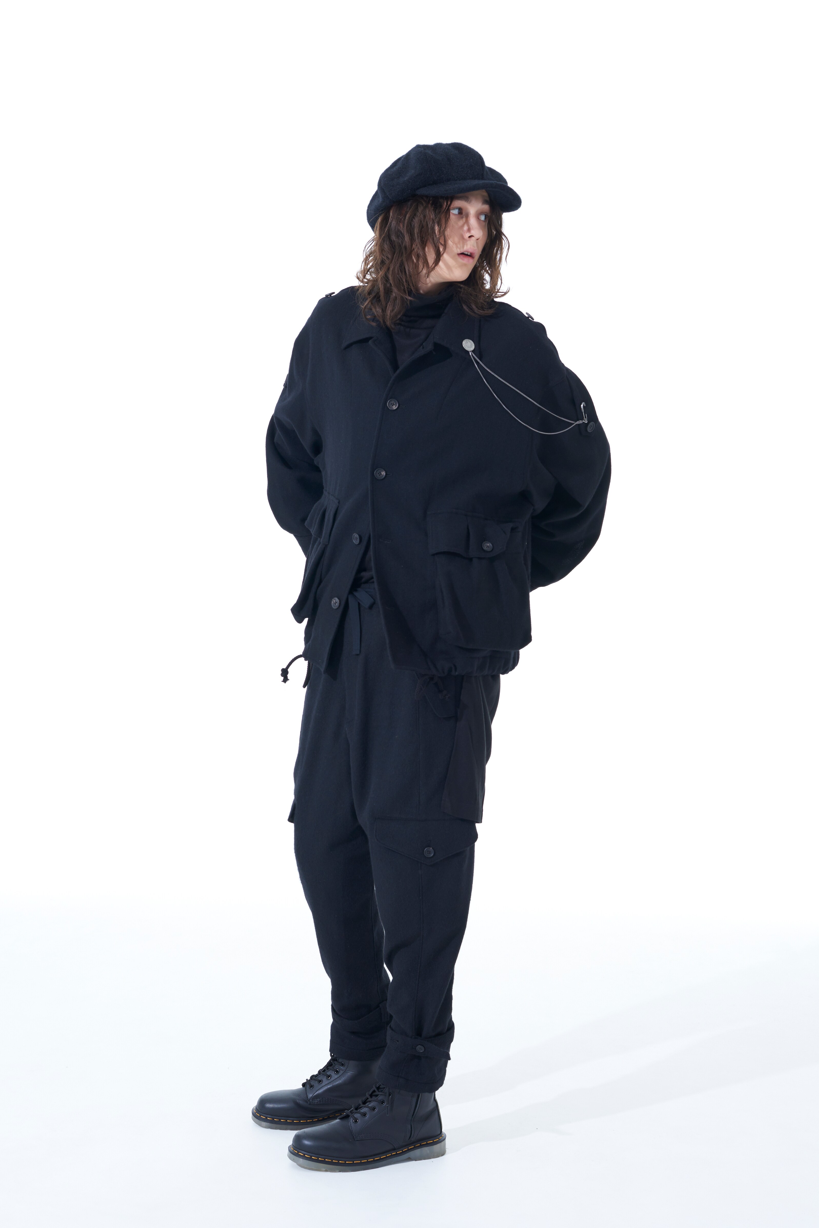 Wool Beaver Hem Belt Military Pants (M Black): S'YTE | THE SHOP