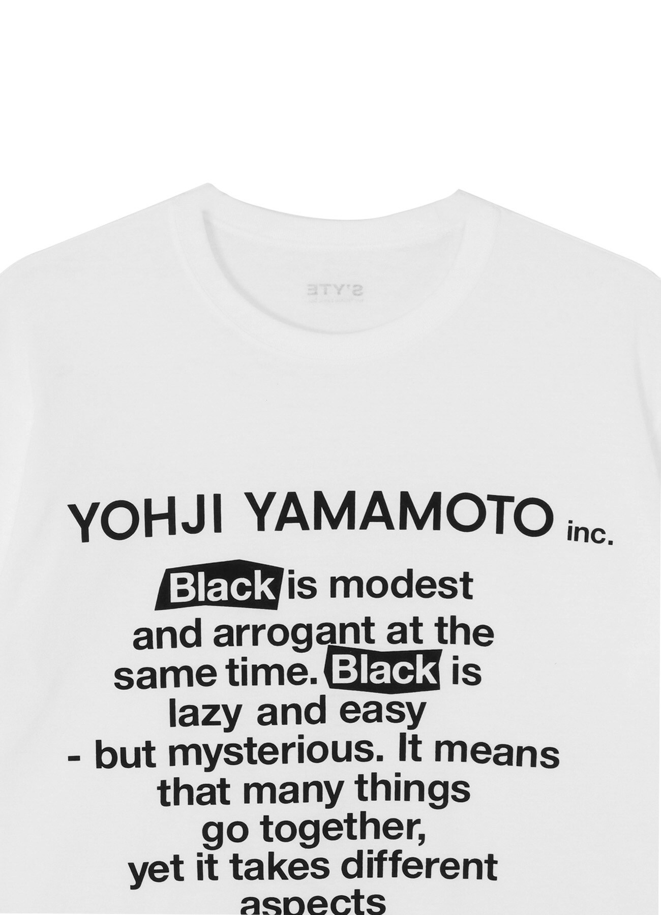 T-SHIRT WITH EMBROIDERED SLOGAN - Black / White