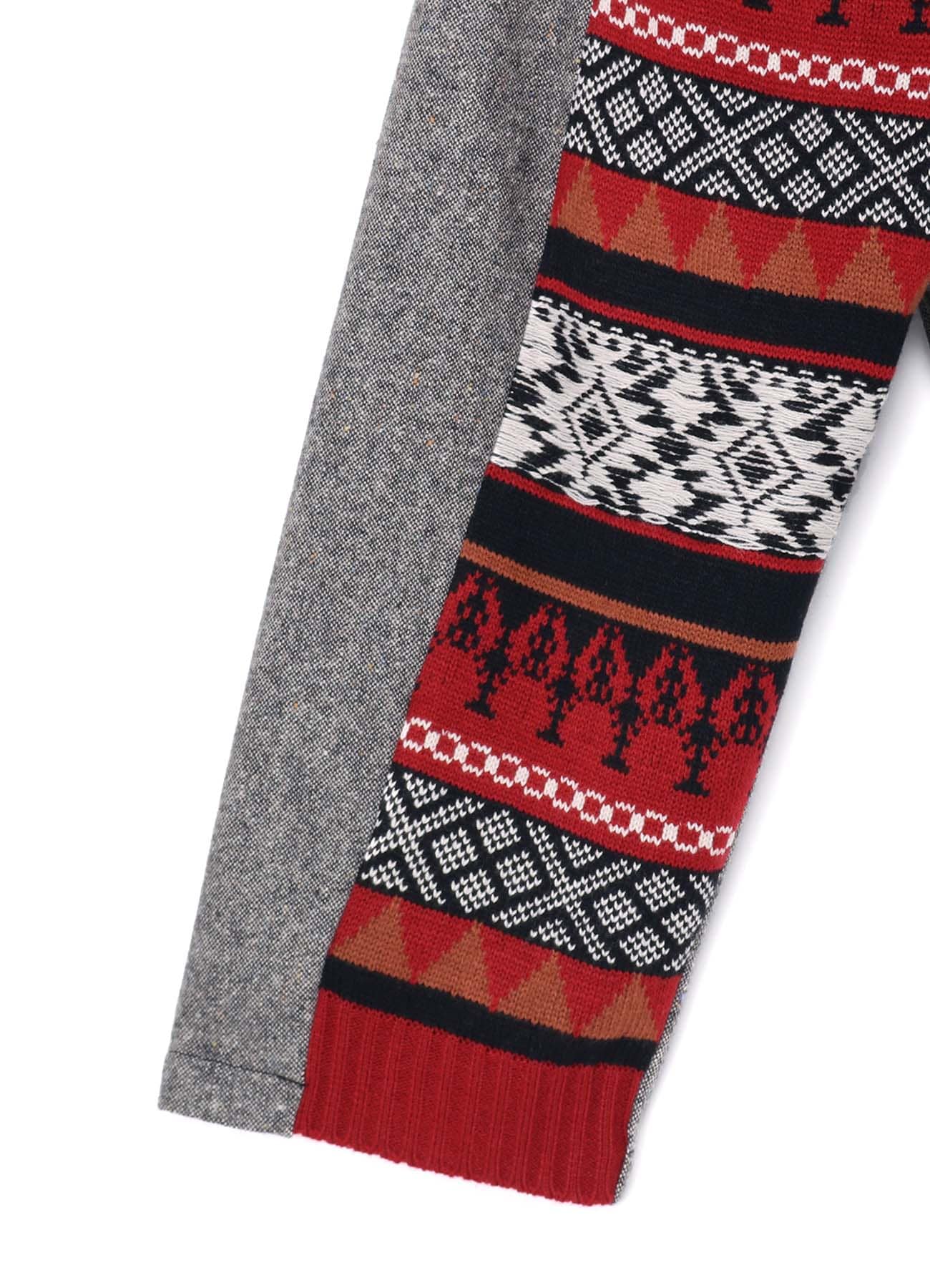 Etermine Nep Tweed + Nordic Pattern Knit Zipper Blouson