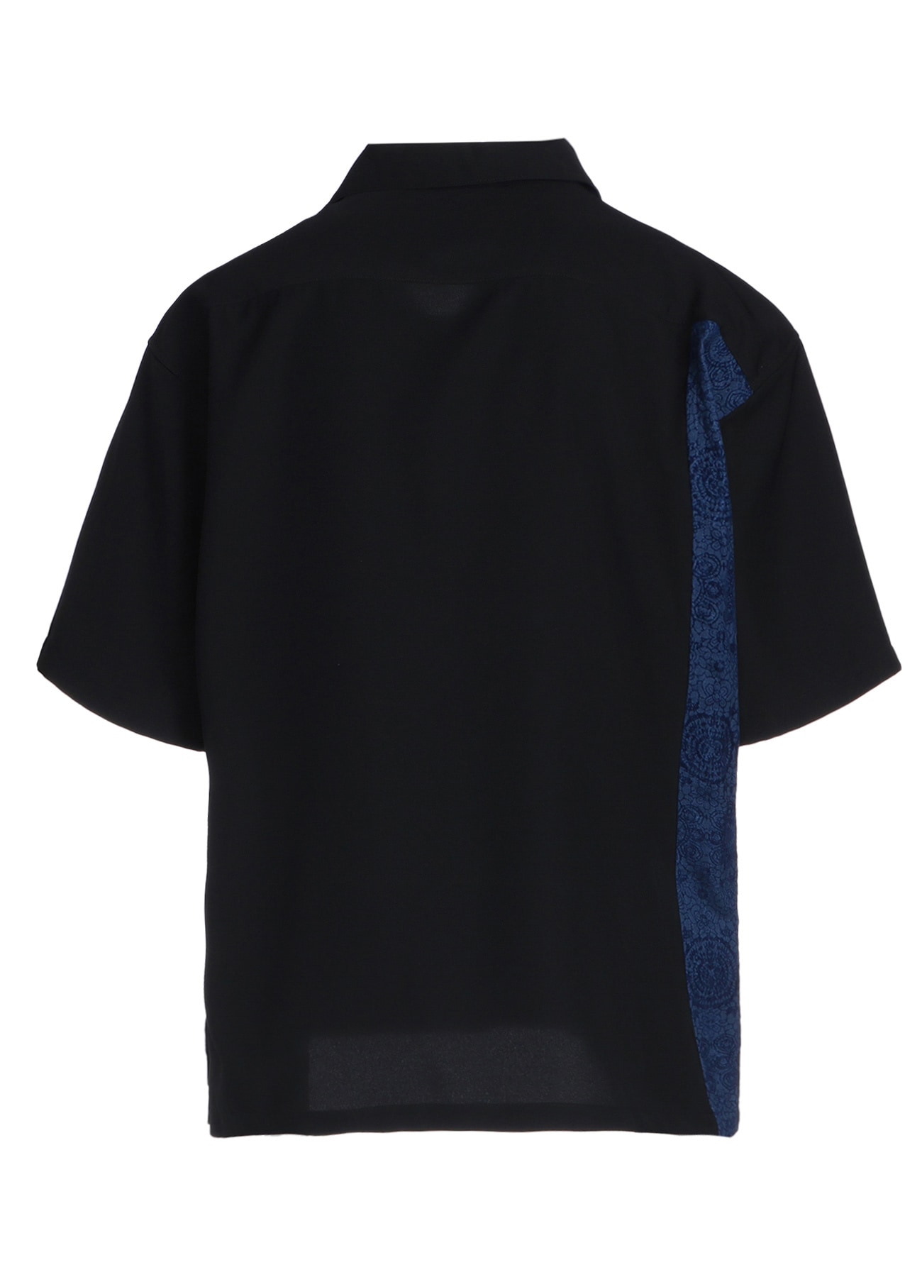 GABARDINE + MURAL LACE FADED FLOCKY LINEN CLOTH OPEN-COLLAR SHIRT