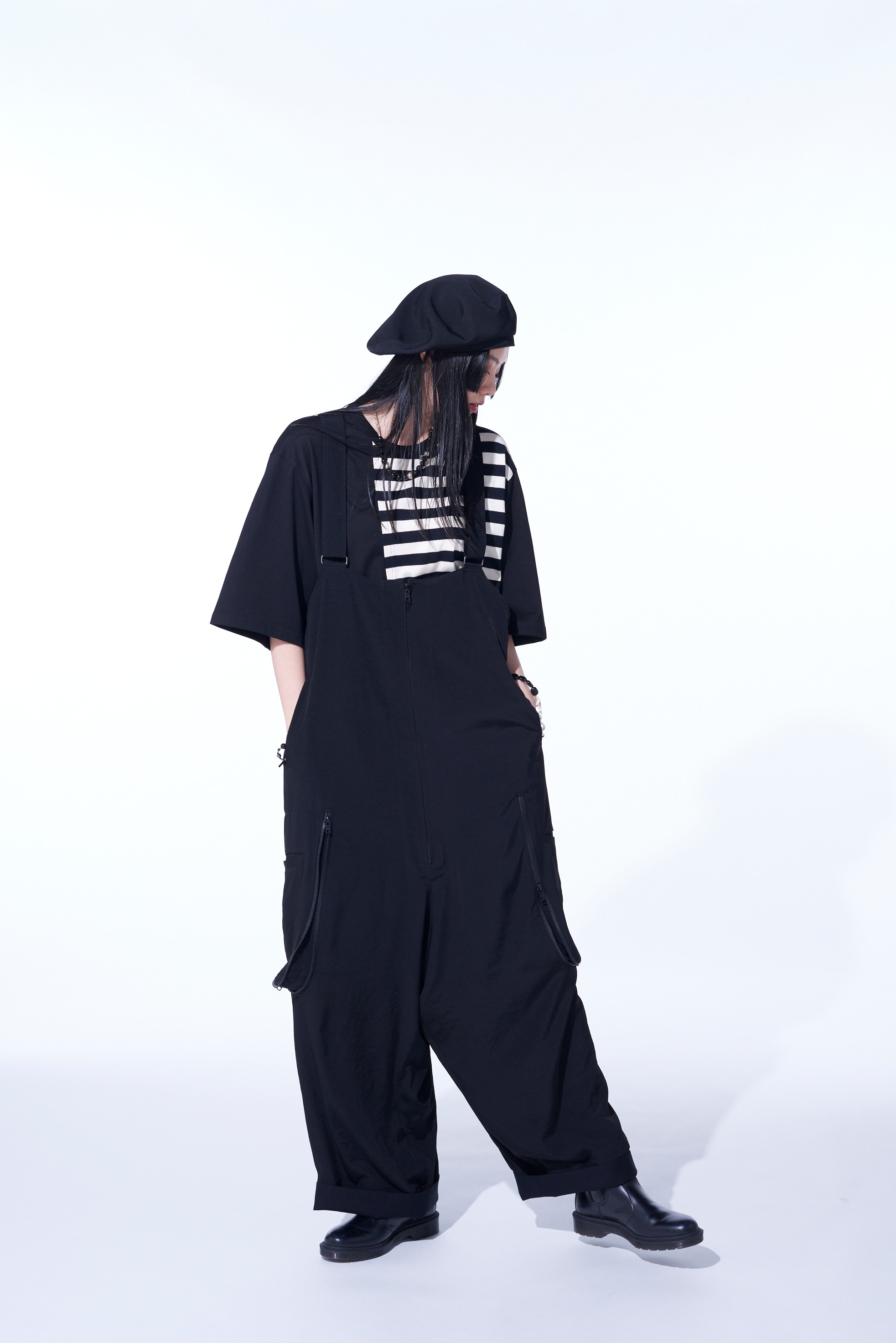 CREPE DE CHINE GUSSETED ZIPPERED POCKET OVERALL