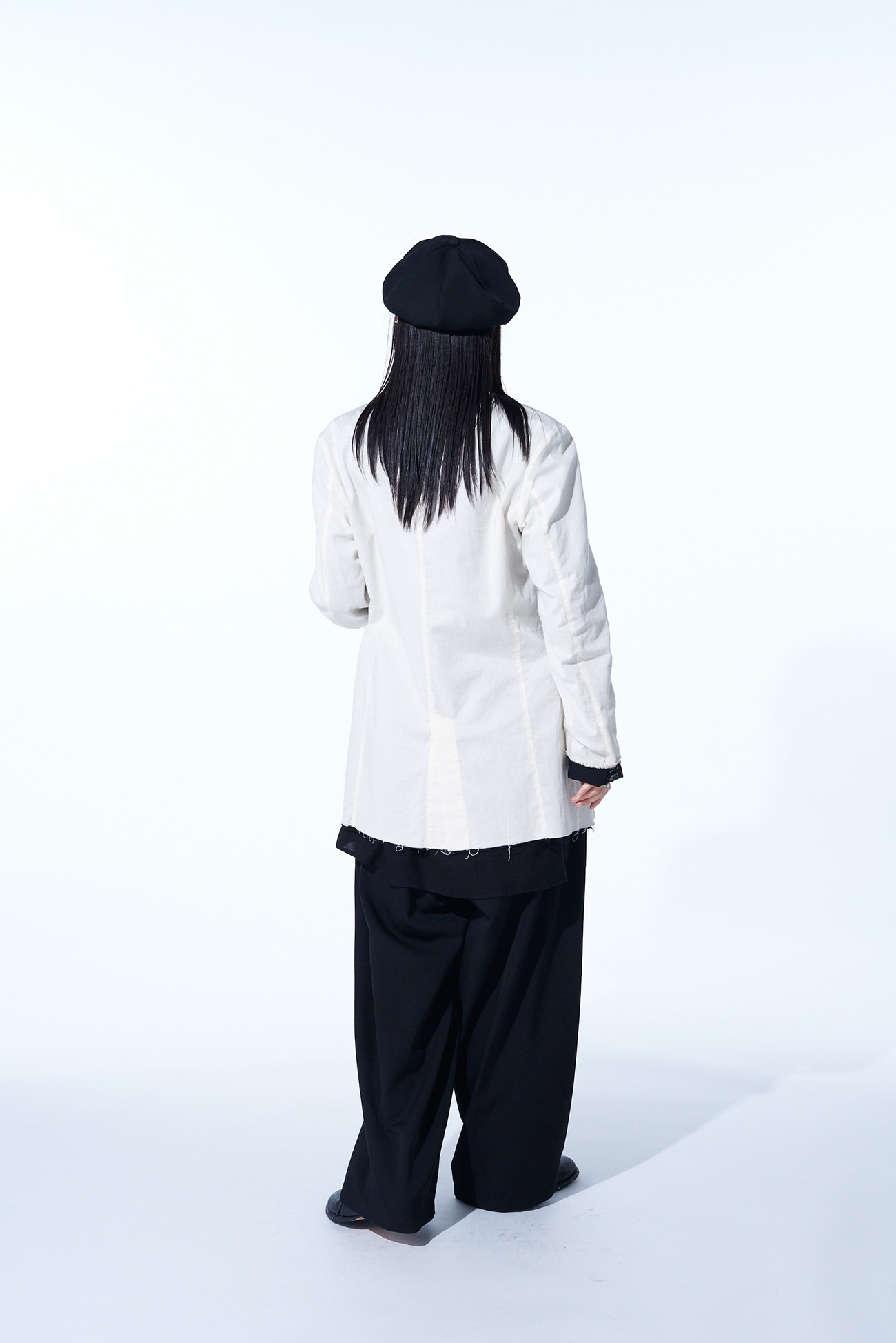WASHER FINISHED WOOL GABARDINE REVERSIBLE JACKET WITH CUT-OUT DESIGN