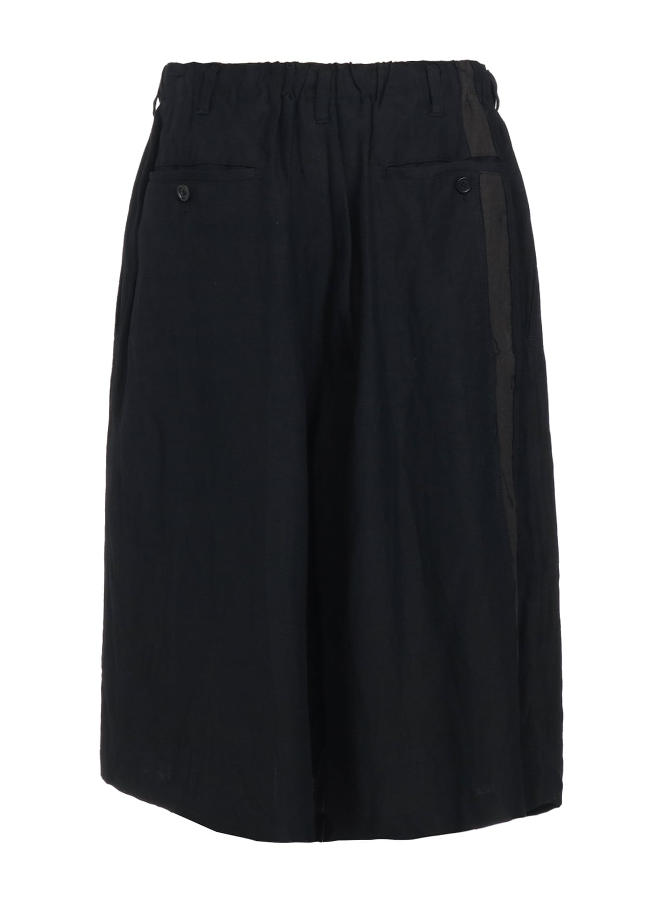 BIO-WASHED DUAL FABRIC WIDE CROPPED PANTS