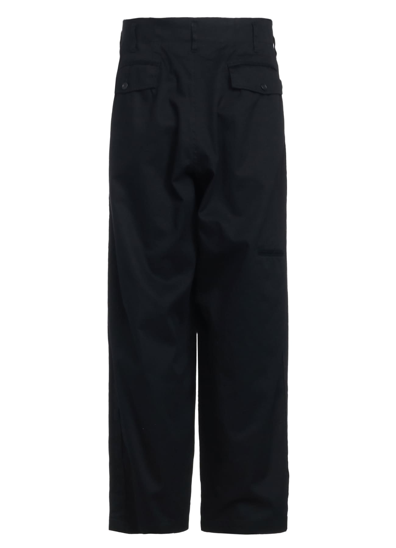 COTTON TWILL 3-TUCK WIDE TROUSERS WITH SIDE STRIPES