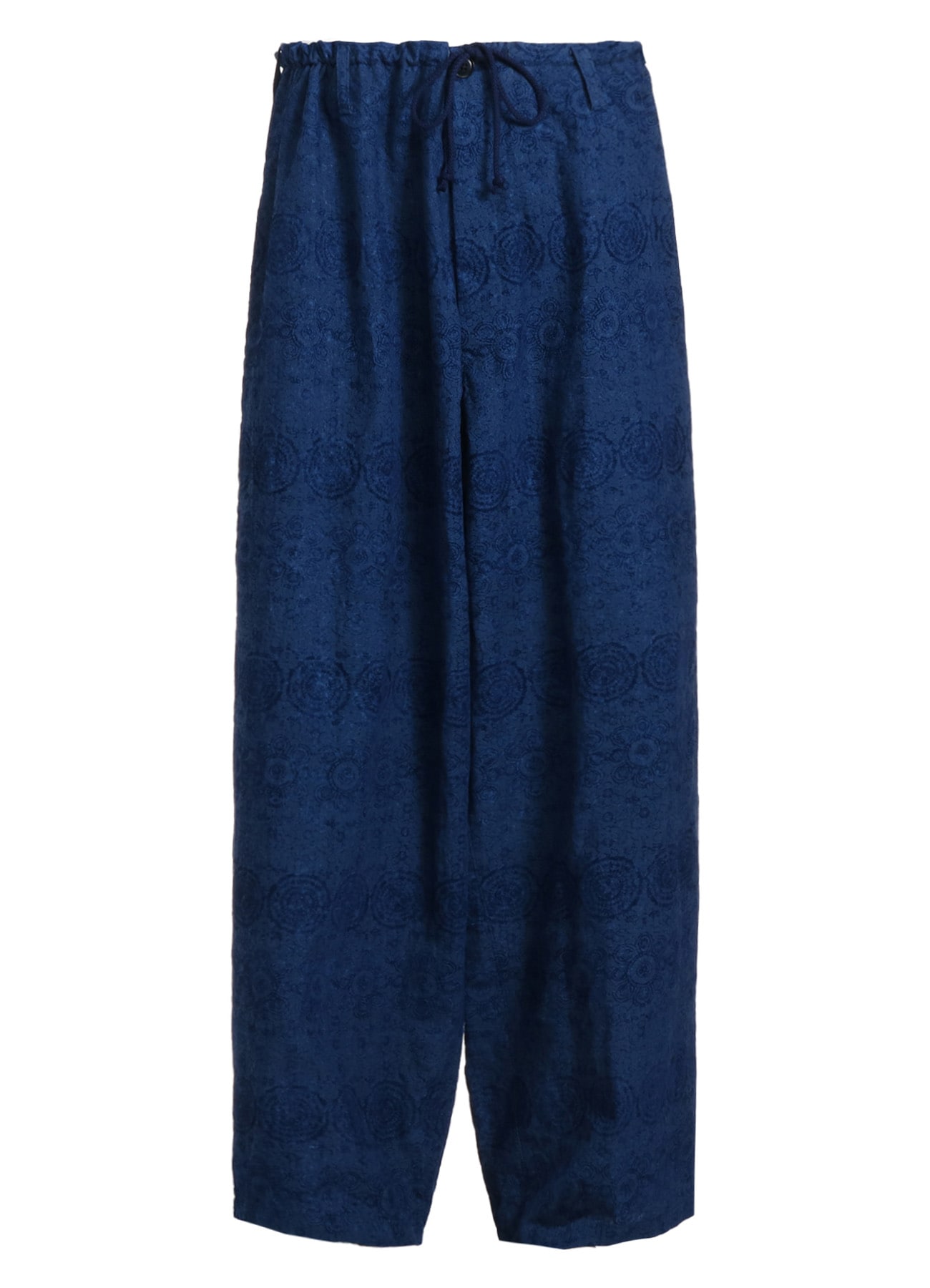 MURAL LACE FADED FLOCKY LINEN CLOTH DRAWSTRING WIDE PANTS(M Blue):  S'YTE｜THE SHOP YOHJI YAMAMOTO