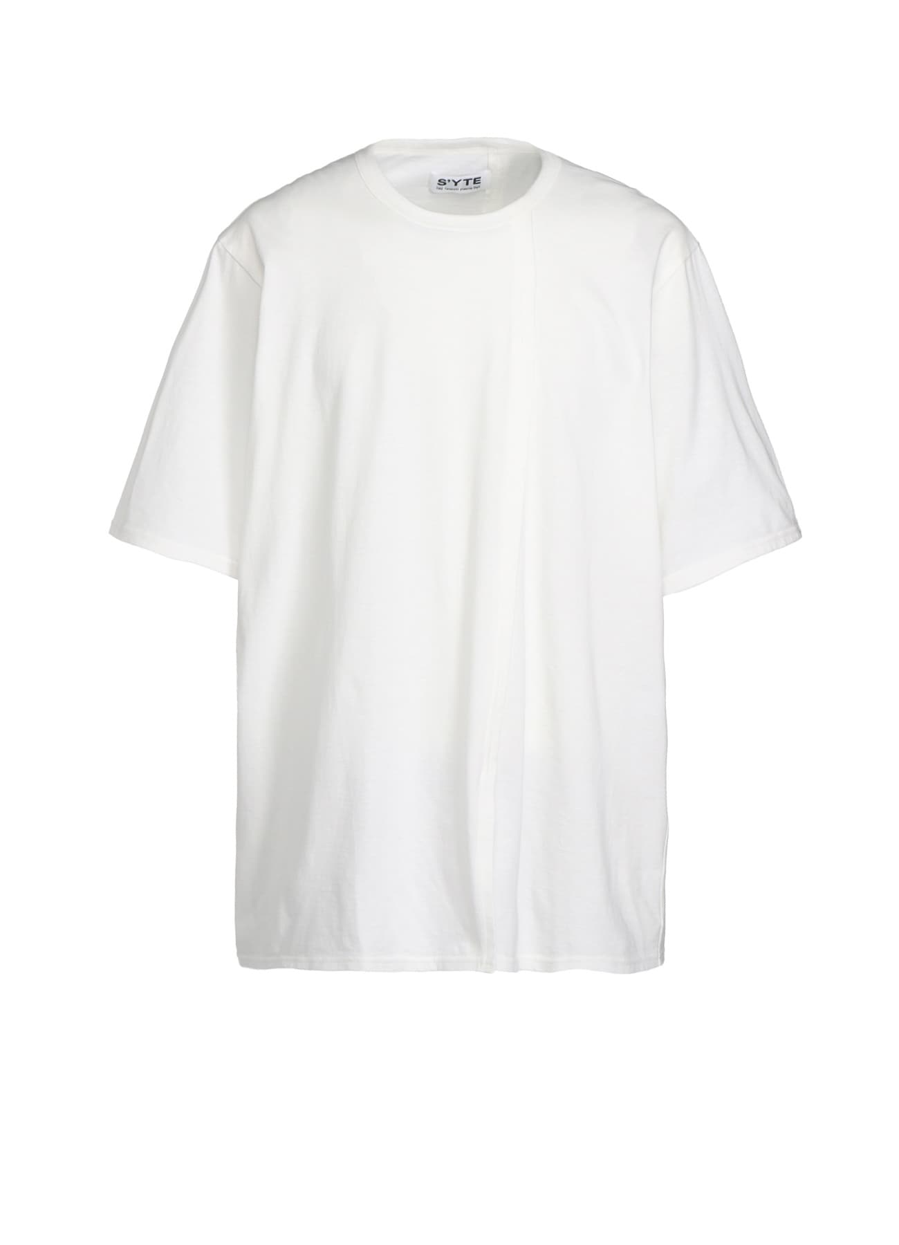 COTTON JERSEY VERTICALLY GRAFTED T-SHIRT WITH HEM SLITS