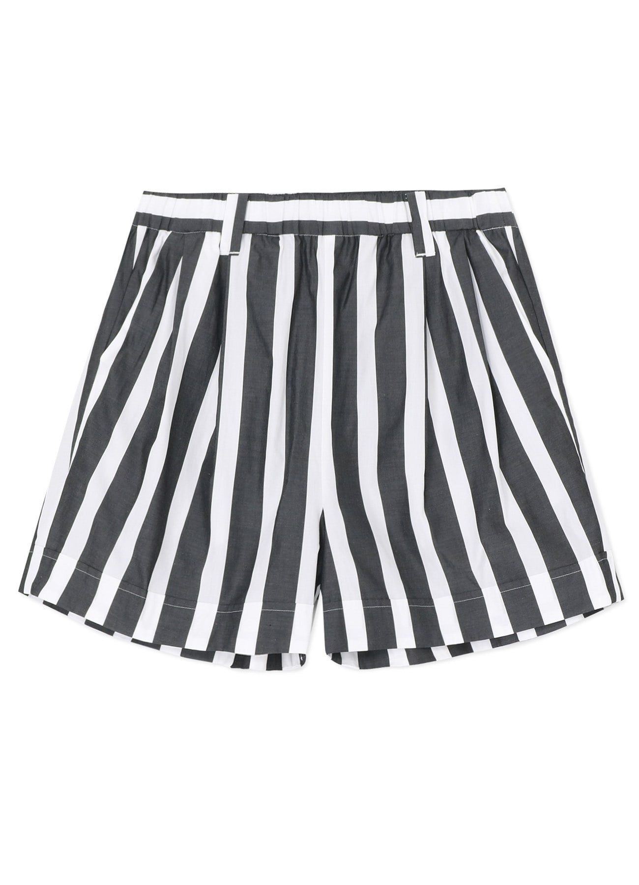 WIDE STRIPE SHORT PANTS(FREE SIZE White x Black): Y's for living 