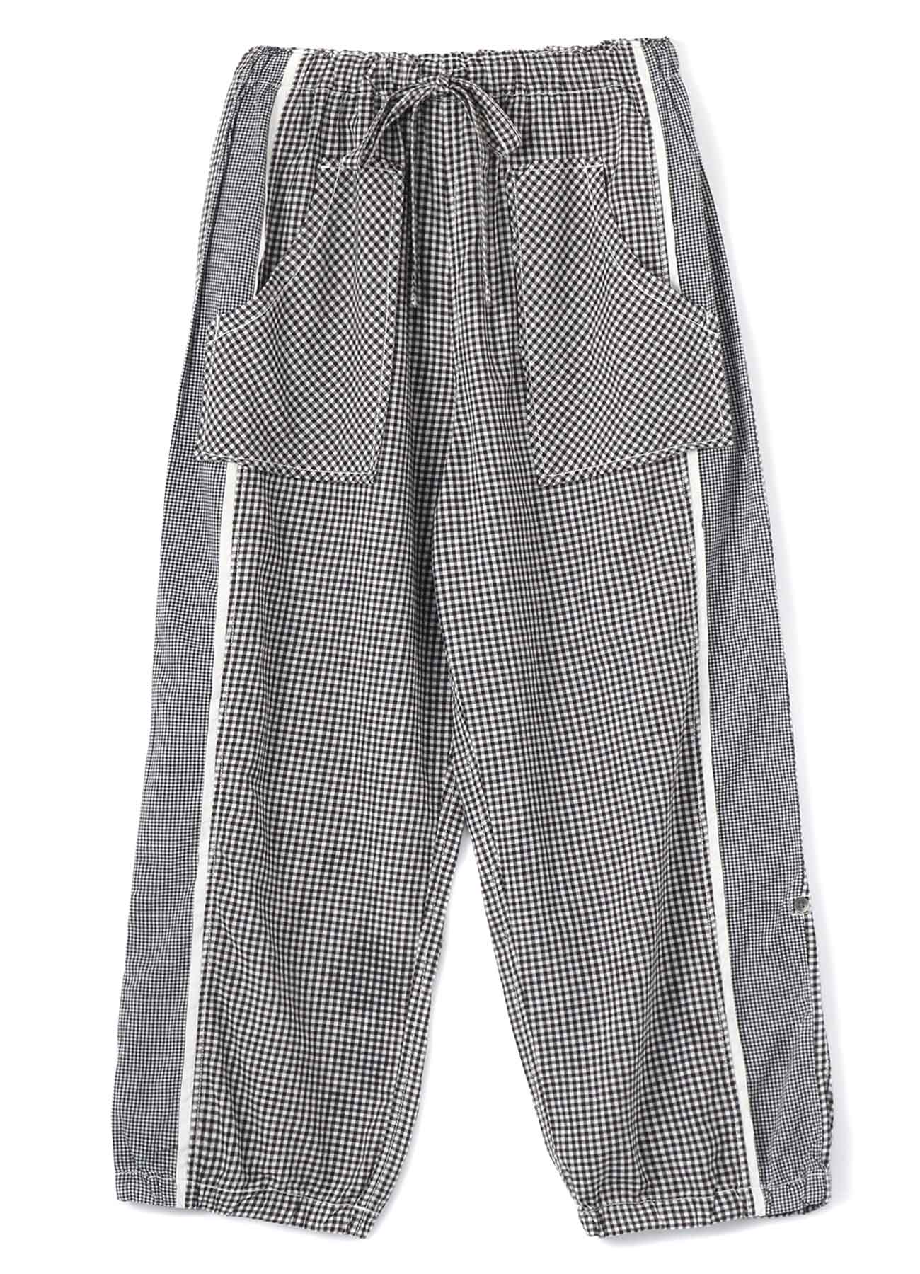 GINGHAM CHECK & COTTON VOILE ROLL UP PANTS