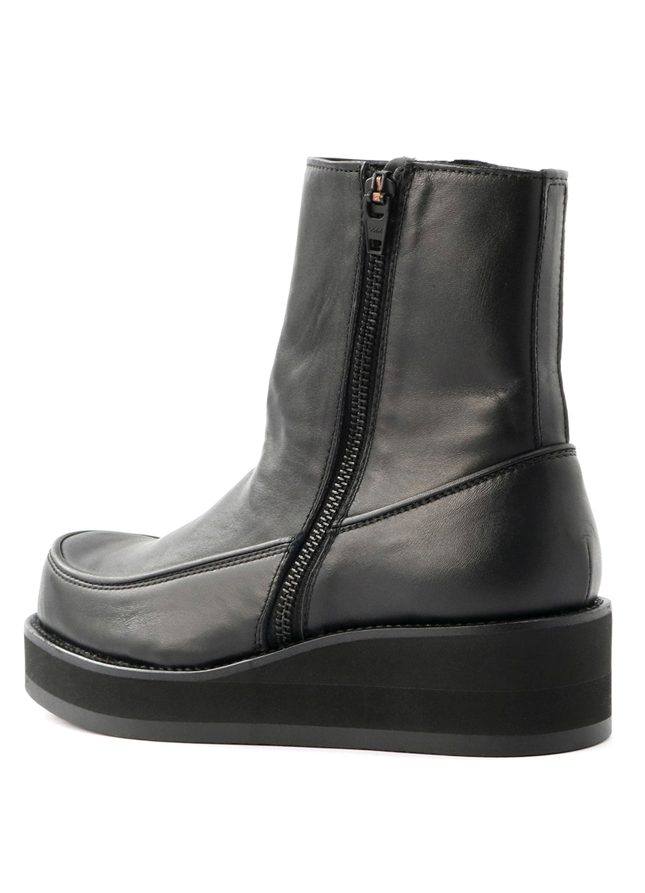 Smooth leather platform W zip boots (US 5.5 Black): Y's ｜ THE 