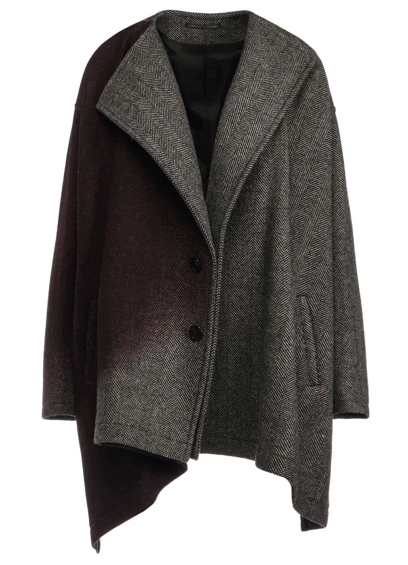 【9/20 12:00(JST) Release】WOOL HERRINGBONE GRADATION COLLARLESS COAT