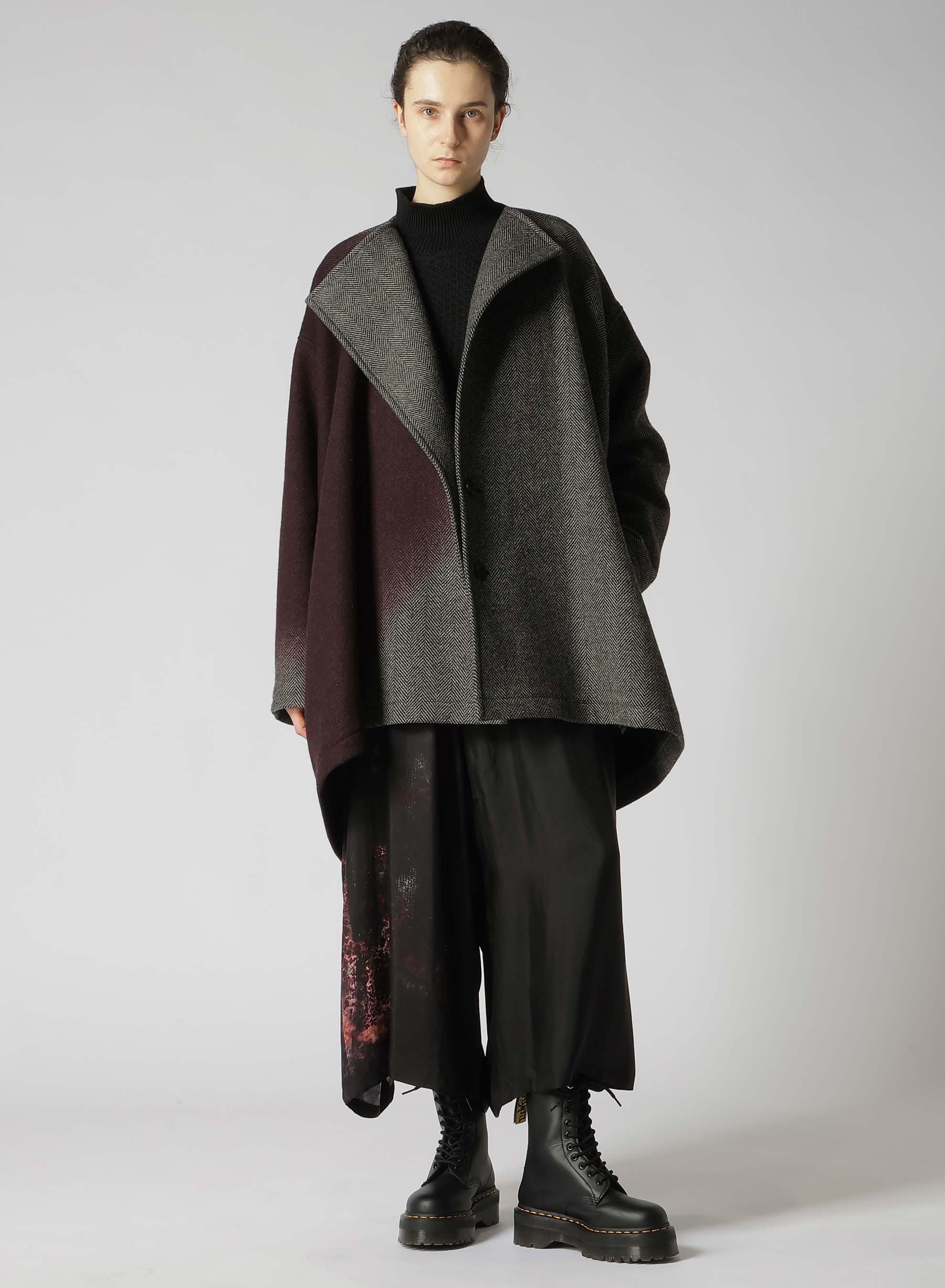 【9/20 12:00(JST) Release】WOOL HERRINGBONE GRADATION COLLARLESS COAT