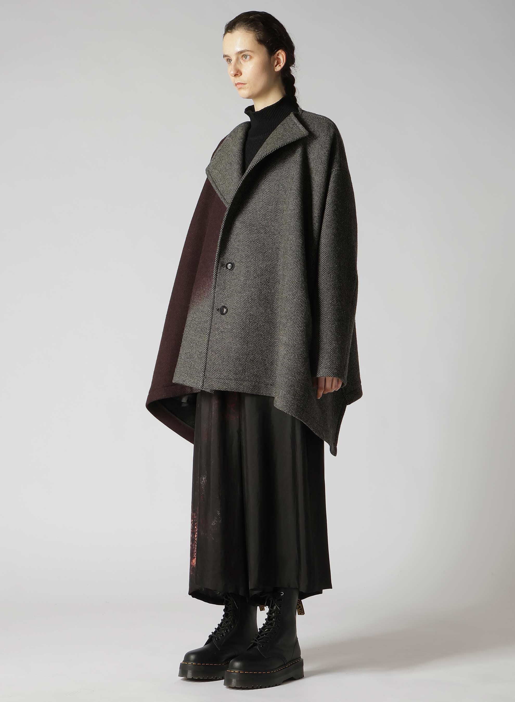 【9/20 12:00(JST) Release】WOOL HERRINGBONE GRADATION COLLARLESS COAT