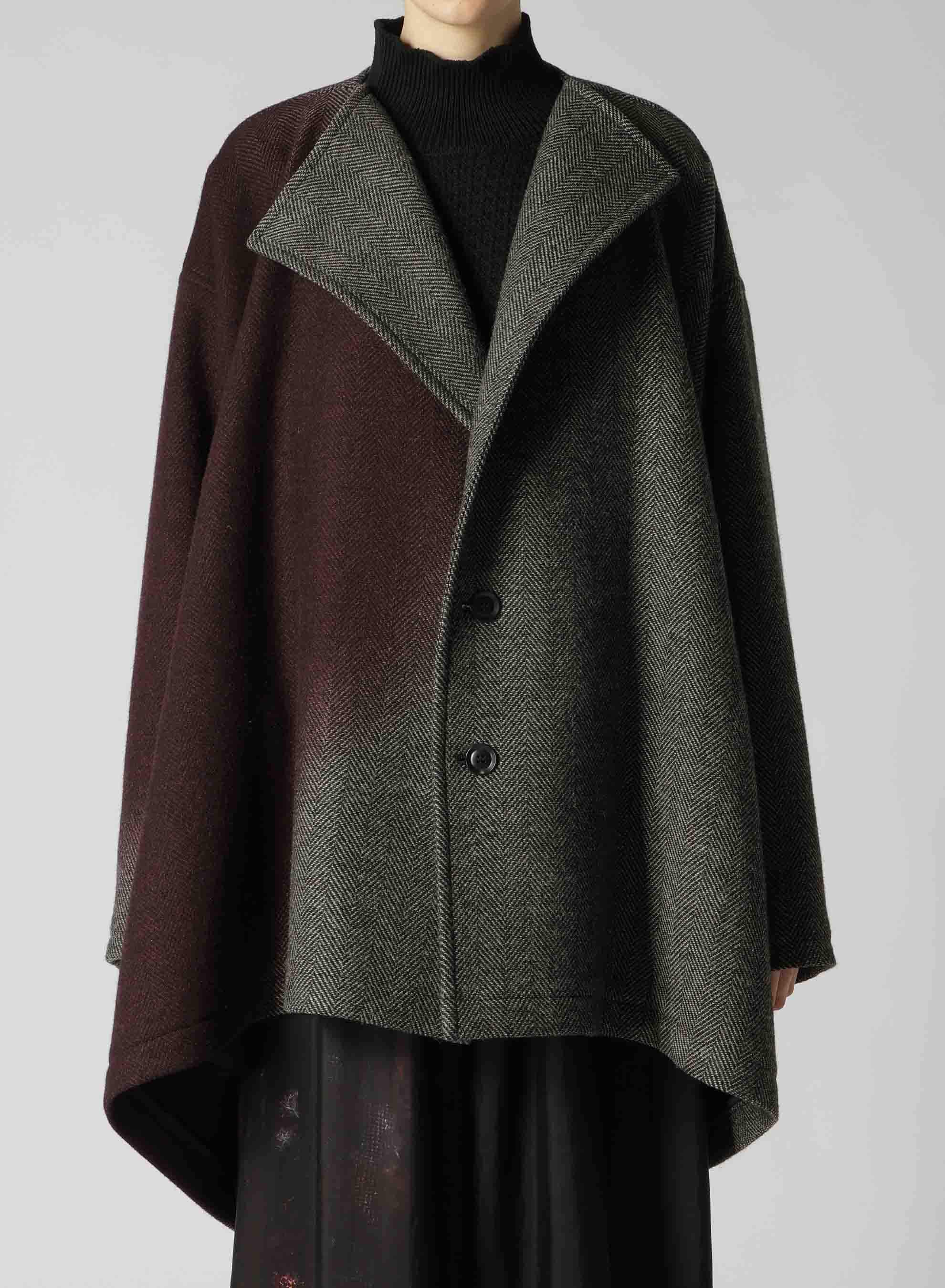 【9/20 12:00(JST) Release】WOOL HERRINGBONE GRADATION COLLARLESS COAT