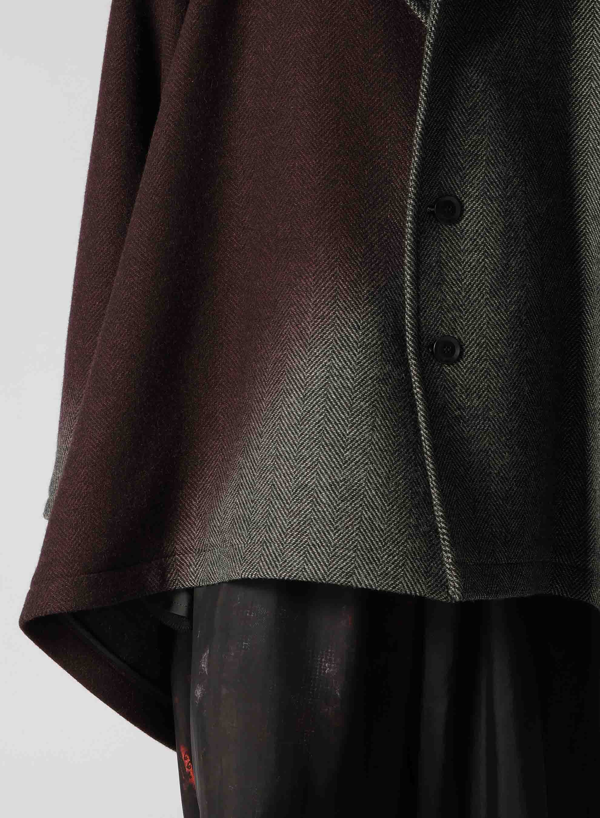 【9/20 12:00(JST) Release】WOOL HERRINGBONE GRADATION COLLARLESS COAT