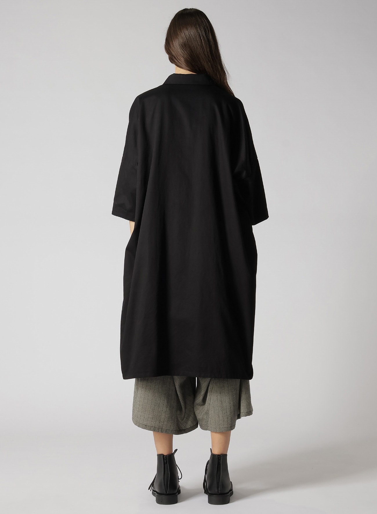 [Y's BORN PRODUCT] COTTON TWILL HALF SLEEVE SHIRT DRESS