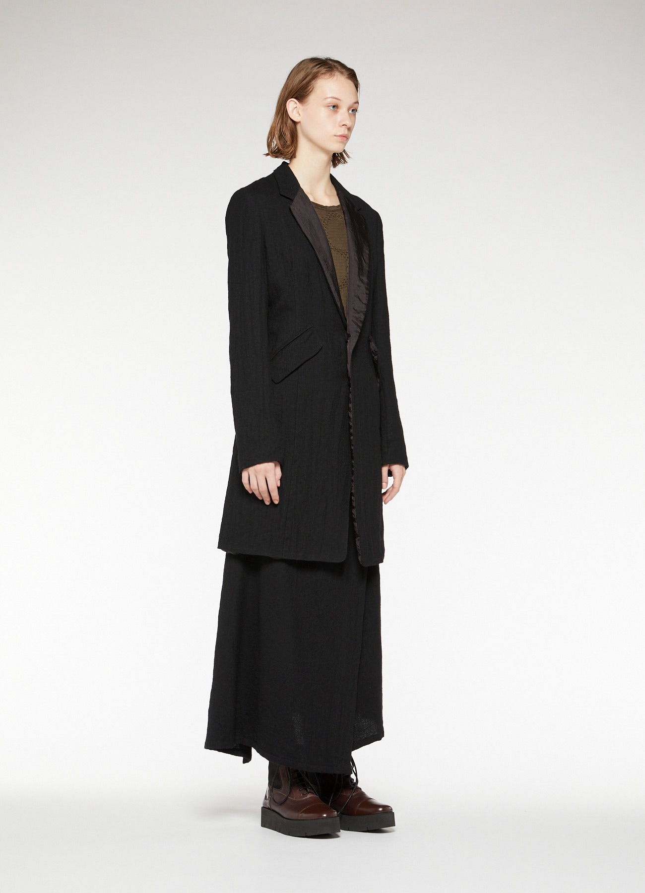 WOOL ROUGH TWILL GARMENT MILLING LONG TAILORED JACKET
