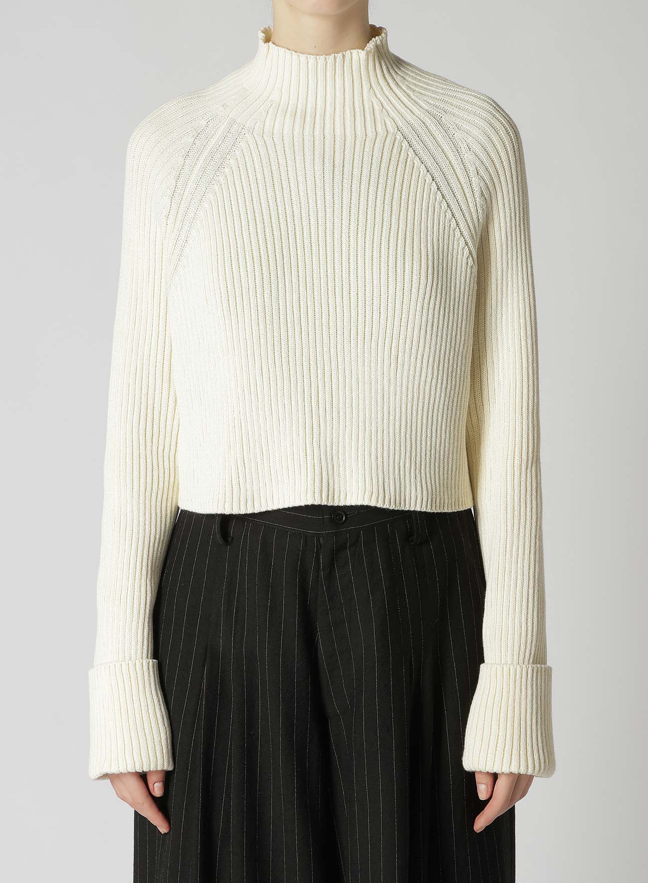 COTTON WOOL RIB SHORT PULLOVER