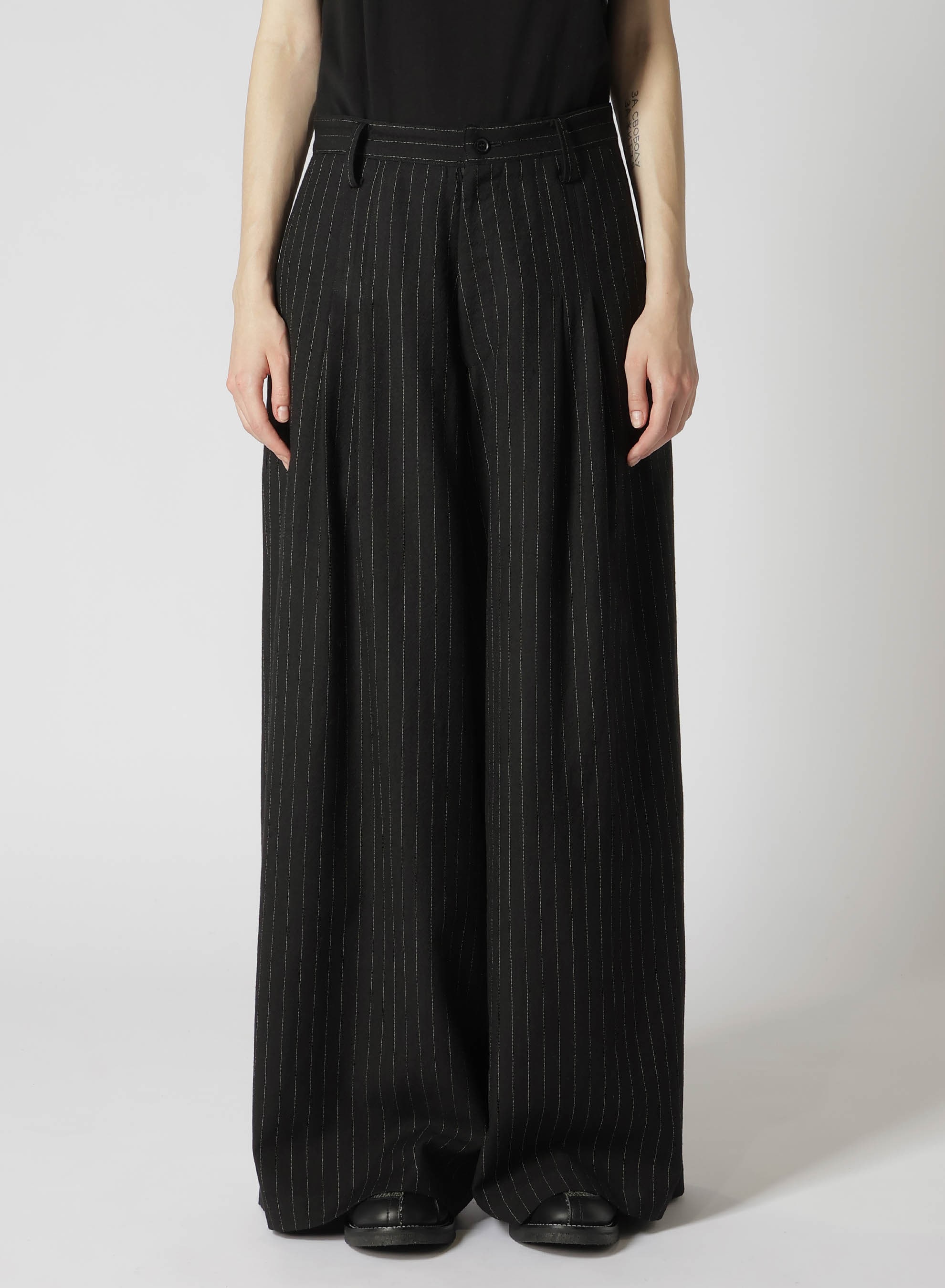 【9/20 12:00(JST) Release】WOOL STRIPE DOUBLE TUCK WIDE PANTS