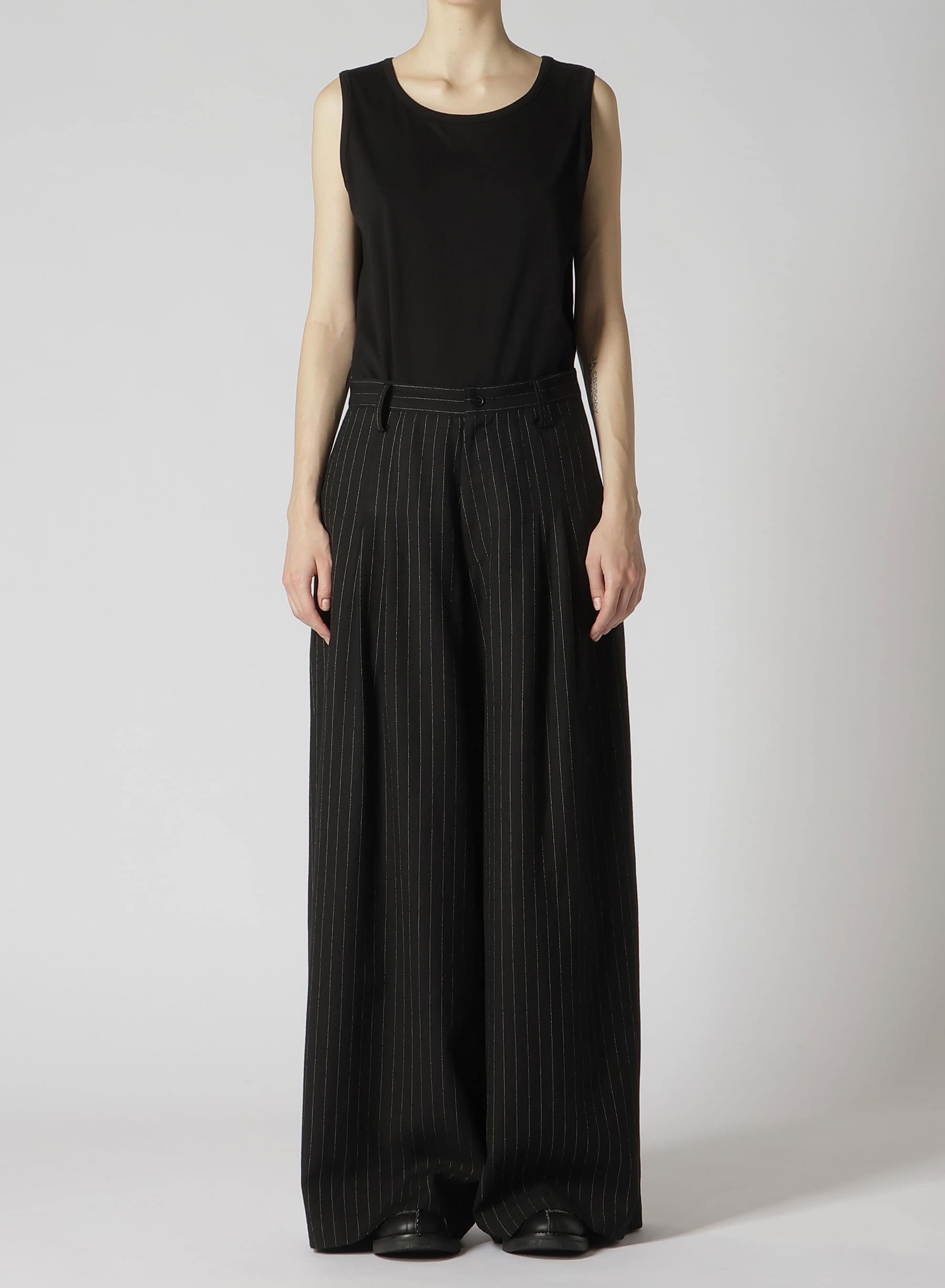 【9/20 12:00(JST) Release】WOOL STRIPE DOUBLE TUCK WIDE PANTS