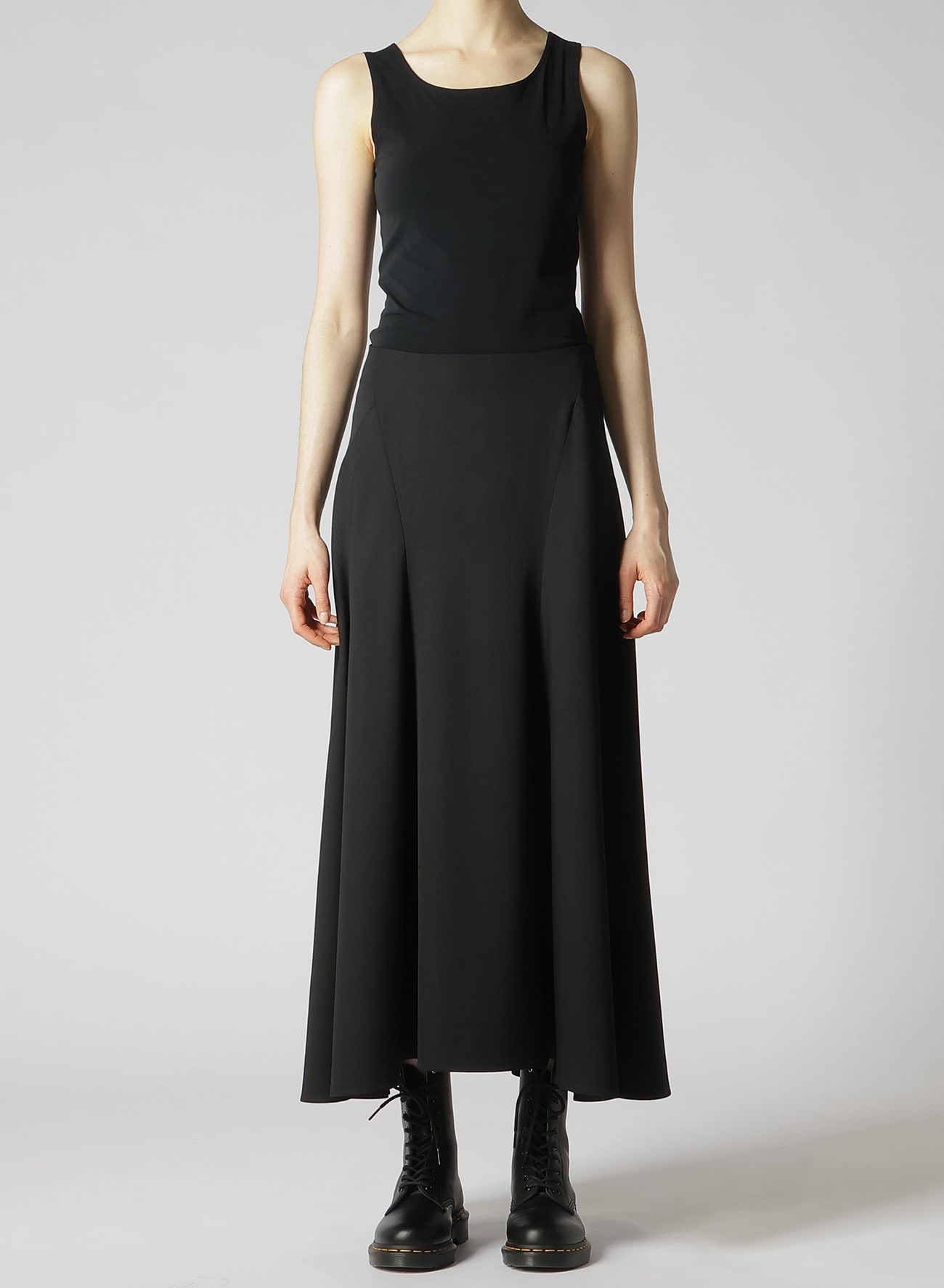 WOOL GABARDINE PANEL FLARE SKIRT