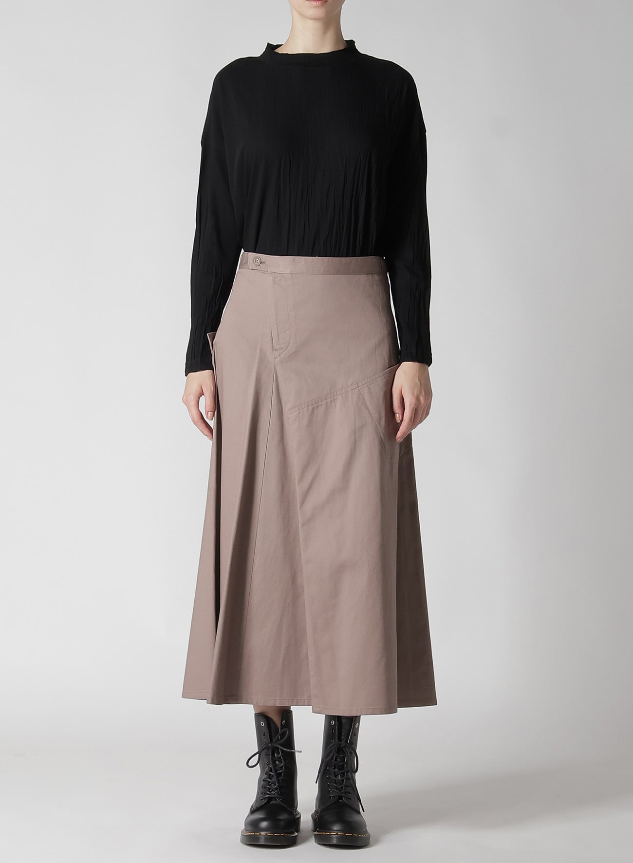 [Y's BORN PRODUCT] COTTON TWILL FLARE SKIRT WITH GUSSET